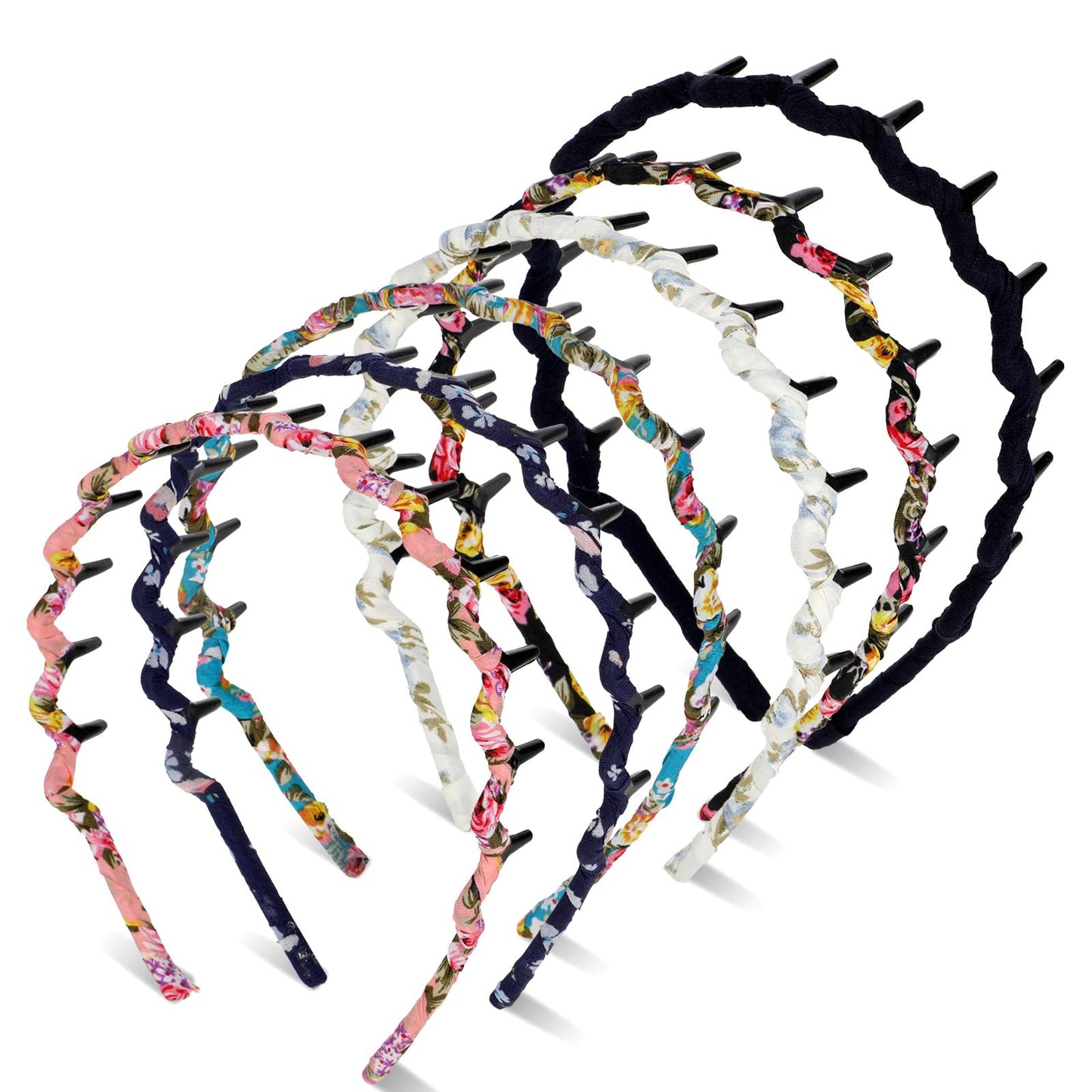 COMNICO Zigzag Shark Tooth Hair Comb Headbands, 6 Pcs Plastic Hair Band Shark Tooth U Shaped Crystal Comb Wavy Teeth Hair Hoop Accessory for Women Men Girls Washing Face