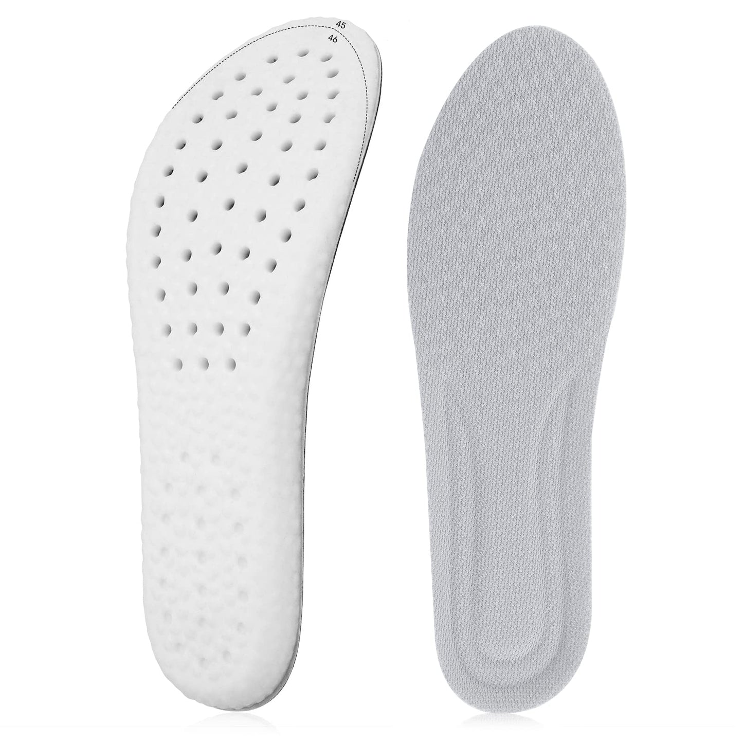 WLLHYF 1 Pair Memory Foam Shoe Insoles, Shock Absorption Inserts Arch Support Sports Insoles Soft Comfortable Replacement Cropable Insoles for Men Women W: UK 3-6 I M: UK 5-7