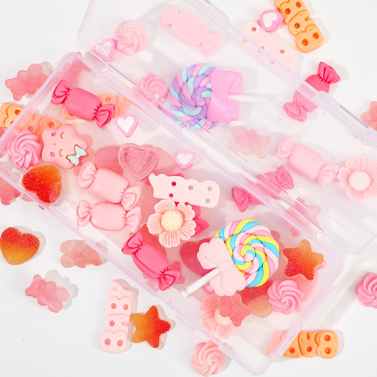 ElevateTech Pink Slime Charms, 60 Pcs Cute Flatback Resin Charms for Crafts Mixed Kawaii Embellishments Ornament Decorations Accessories for Scrapbooking, DIY Projects, Phone Case Junk Case Decor