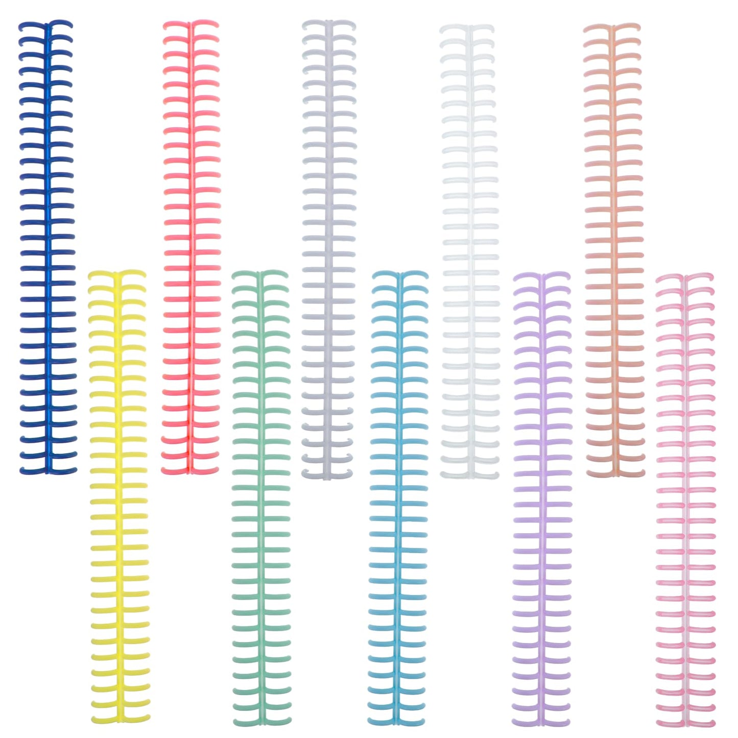 COMNICO Binding Spines, 10Pcs Plastic Binding Combs Binding Machine 30 Hole Click Binding Ring Spiral Book Binder Coils for Student Teacher Business Document File Making Office and School Use