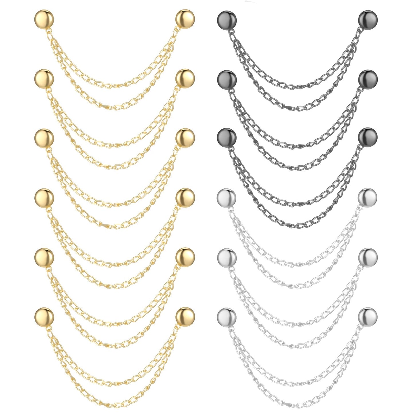 12 pcs Magnet Clothing Pins Metal Magnetic Button Clips with Chain Hijab Magnets Chain Multi-Purpose Pinless Brooch Magnetic Closure Button for Cardigan Shawl Hijab Clothes Long Pants Legs Sleeves