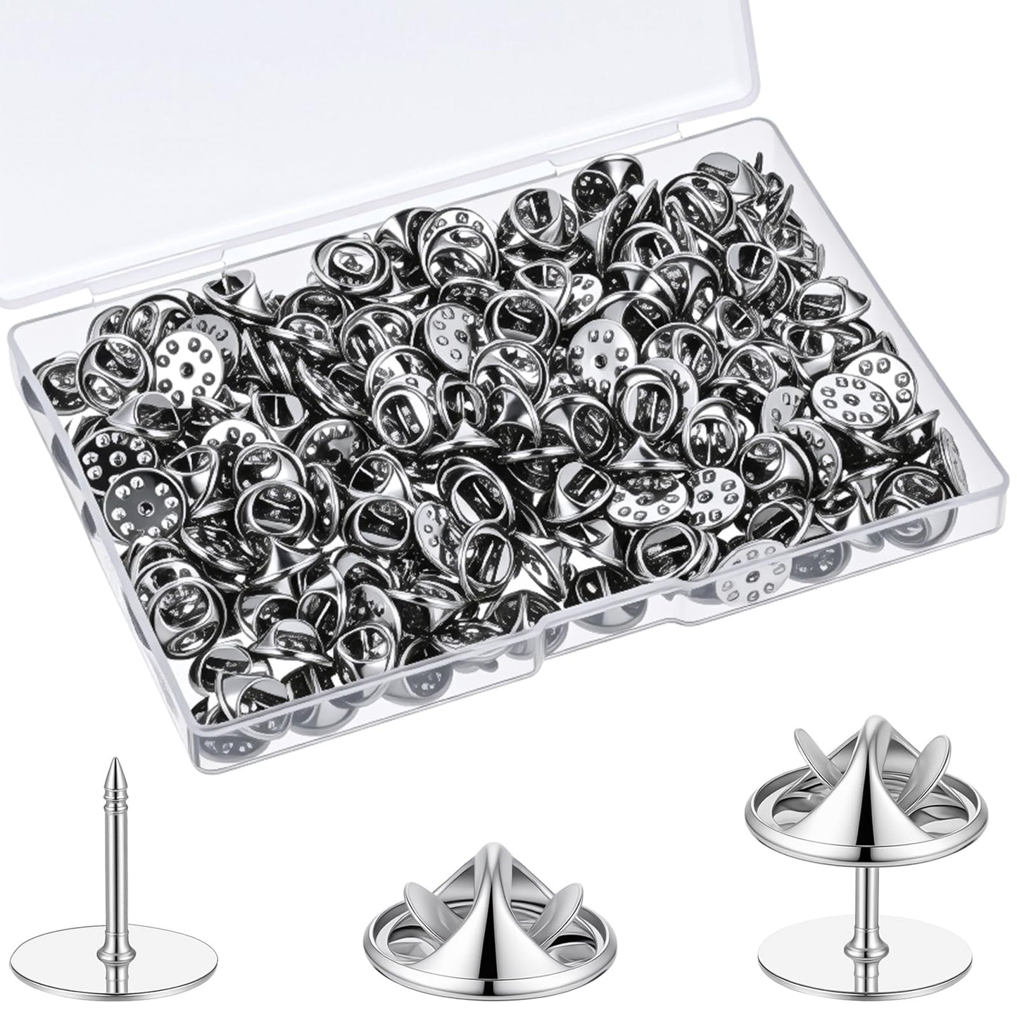 60 Pairs Pin Backs Replacement, Silver Butterfly Tie Tacks, Perfect Blank Pins Keepers Metal Enamel Backing Replacement Badge Insignia Pin Backs for Craft Making Jewelry Making
