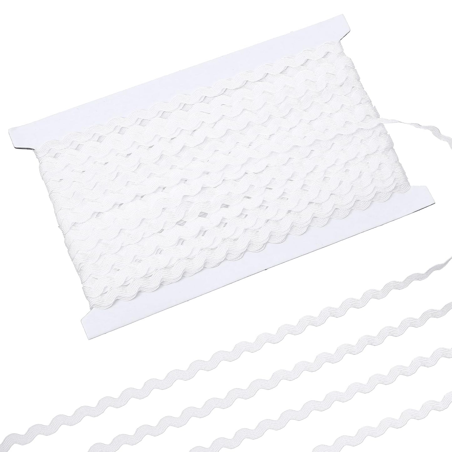Hecila 27Yds Wavy Fringe Trim White Trim 5mm Wide Rag Braid RIC Rac Trim Curved Woven Braided Fabric Ribbon with Zigzag Edge Lace Ribbon for Sewing Floral Crafts Wedding Dresses