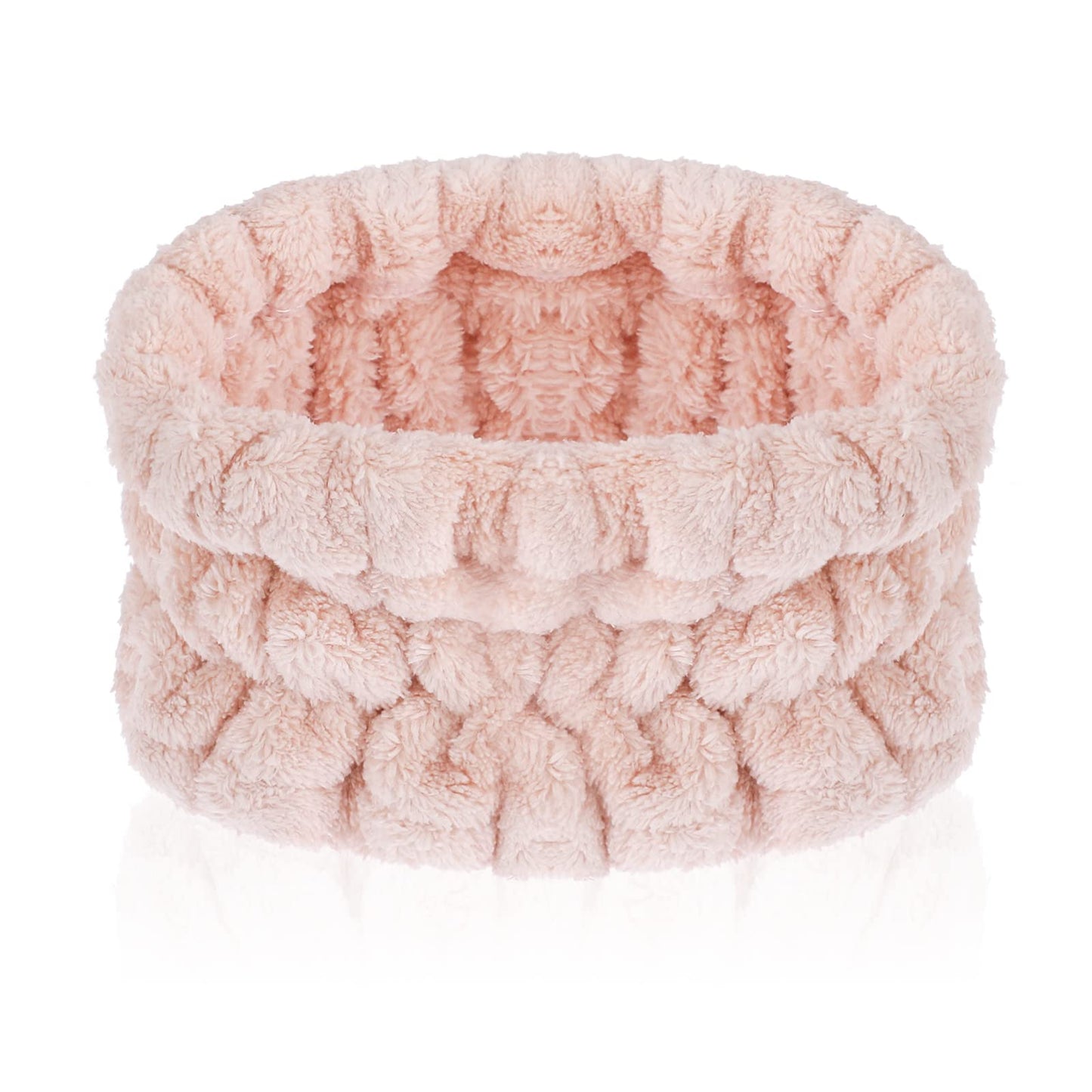 Sibba 1 Piece Spa Headband For Washing Face Wash Makeup Sports Shower Wide Hair Band Headpiece Puffy Fuzzy Fluffy Cloth Head Hairband Wristband Facial Beauty Wrap Women Girls (Pink)