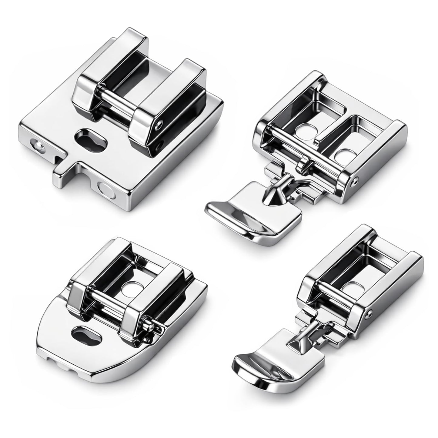 Hadnves 4pcs Zipper Presser Foot Set:Low Shank Sewing Machine Feet Wide Narrow Feet Rolled Hem Feet Invisible Zipper Foot