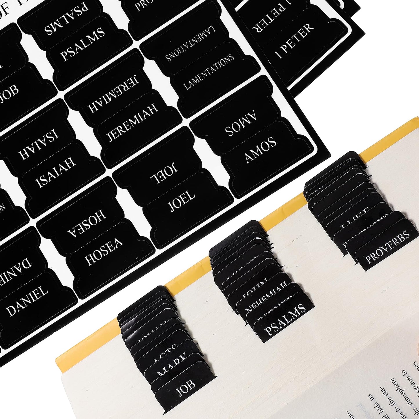 Gjinxi Bible Tabs for Men, 150 Pcs Black Bible Index Tabs Print Small Bible Bookmarks Study Supplies Guide Kit Baptism Christian Gifts for Women Beginner