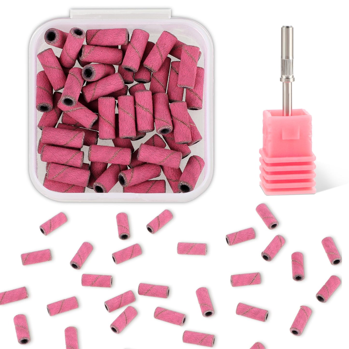 50Pcs Small Sanding Bands Mini Fine Nail Drill Bit Mandrel Nail Bit for Acrylic Nail Gel Professional Nail File Sanding Bands for Removing Shaping Polishing Nail Manicures and Pedicures