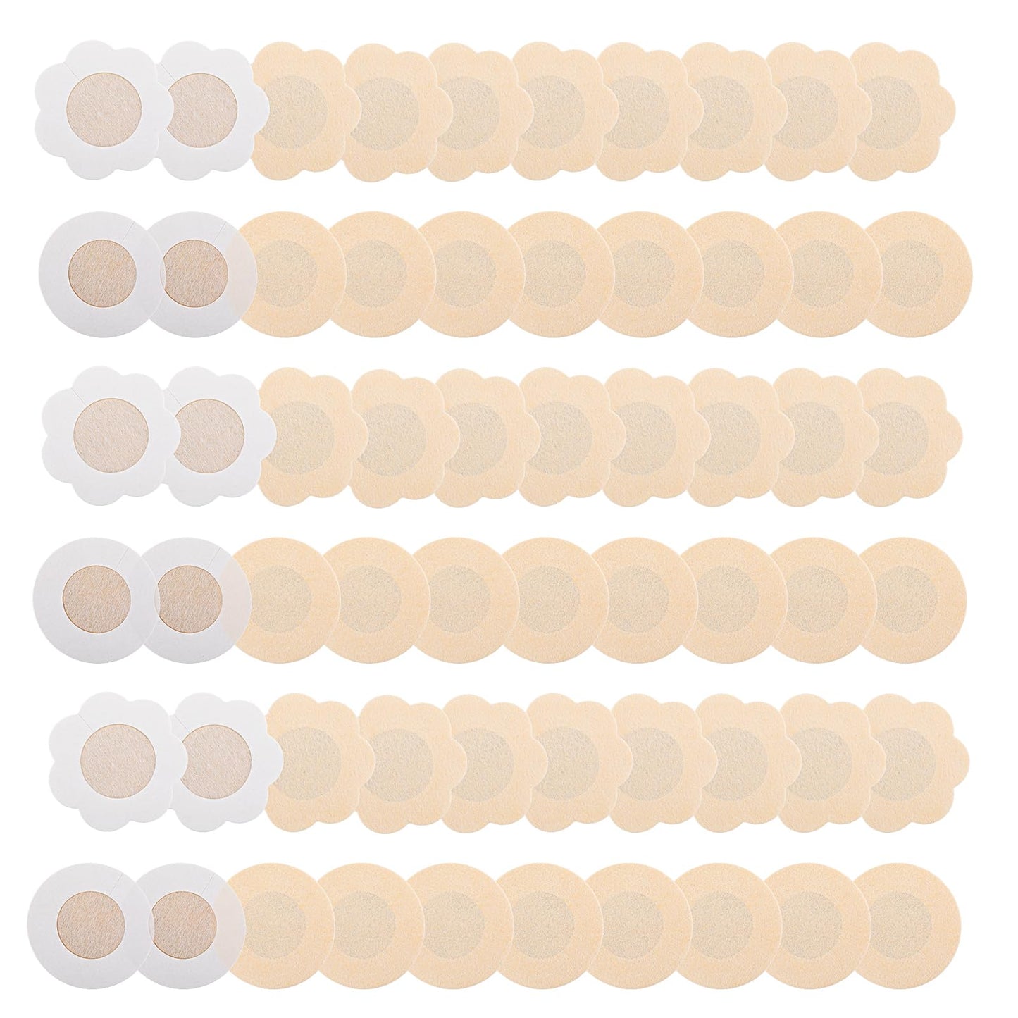 60Pcs Nipple Covers for Women Girls, Sibba Disposable Breast Covers, Round Shaped Nipple Cover Pasties, Self-Adhesive Bra Pad, No Show Non-woven Fabric Breast Petals Stickers(30 rounds and 30 petals)