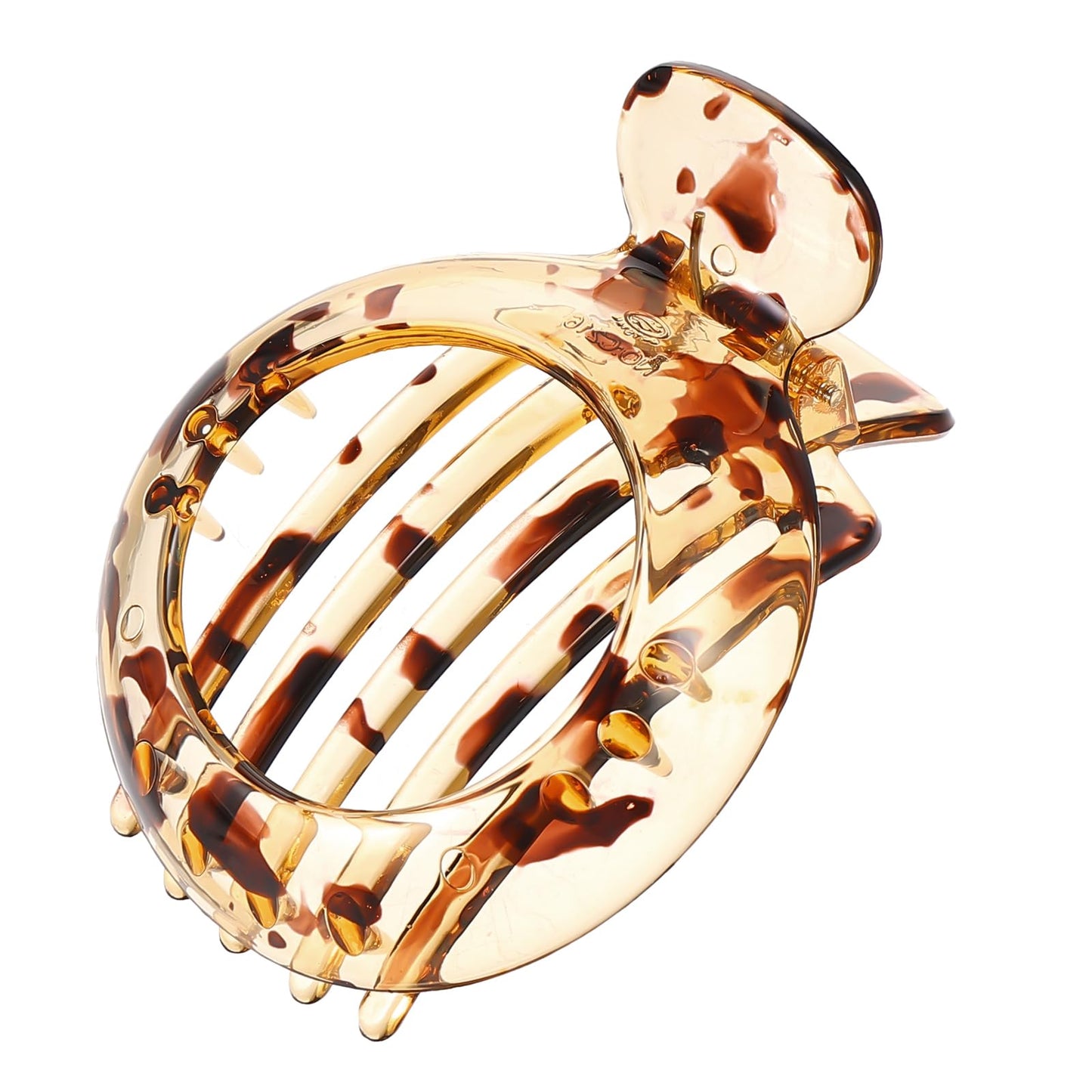 Small Hair Clip for Thin Hair, Non Slip Flat Hair Claw, Strong Hold Resilient Spring Action, Light Brown Pattern Everyday Hair Accessory Clamps for Women & Girls