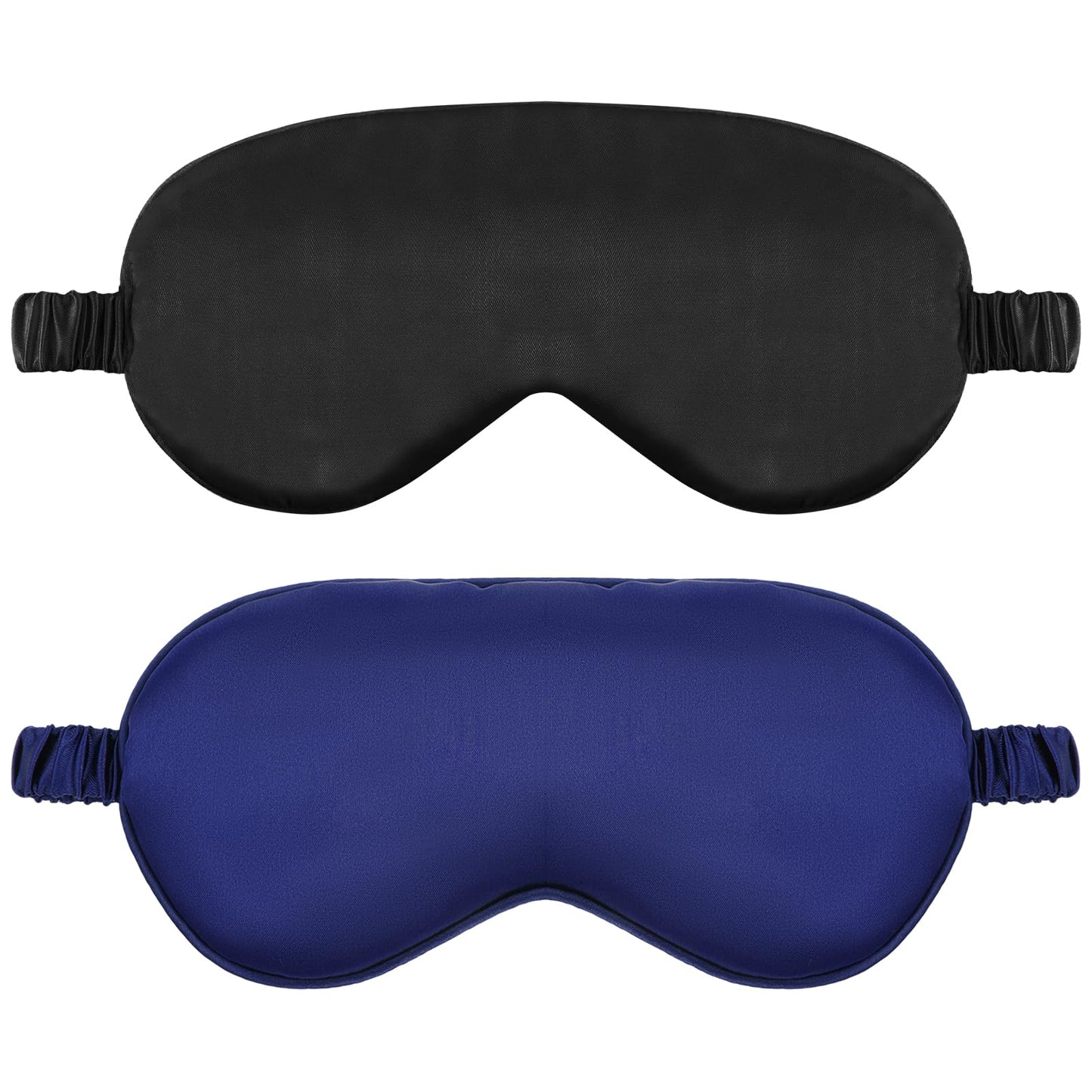 2 Pack Sleep Mask Silk Eye Mask Cover for Sleeping, Soft Satin Blindfold with Elastic Strap, Comfortable Night Sleeping Mask for Women Men (Navy Blue&Black)