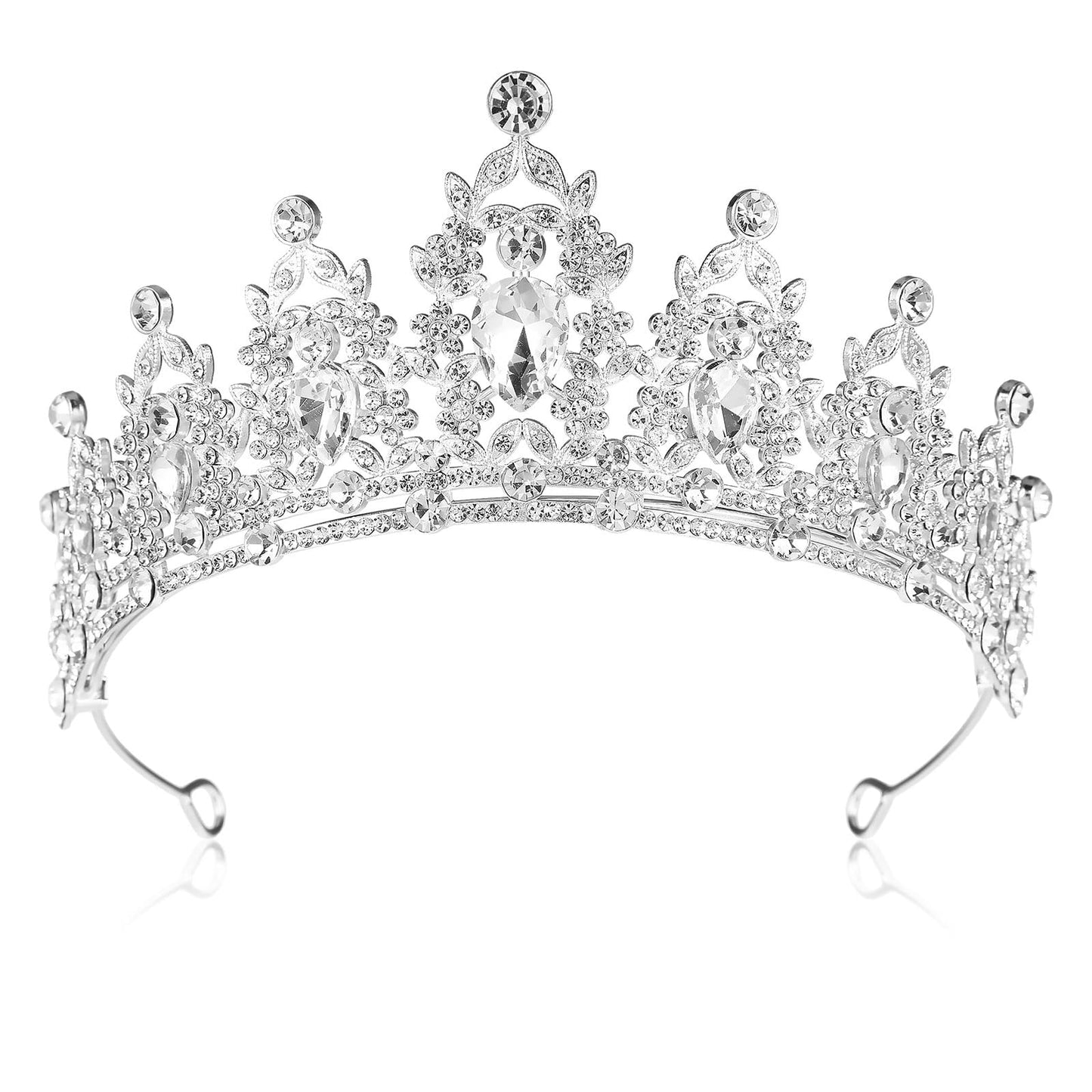 Sibba Crown Tiara For Women Wedding Princess Headband Halloween Cosplay Birthday Party Hairband Bride Girls Quinceanera Headdress Decorations Silver Flower Bouquets Headpieces Pageant Cake Topper