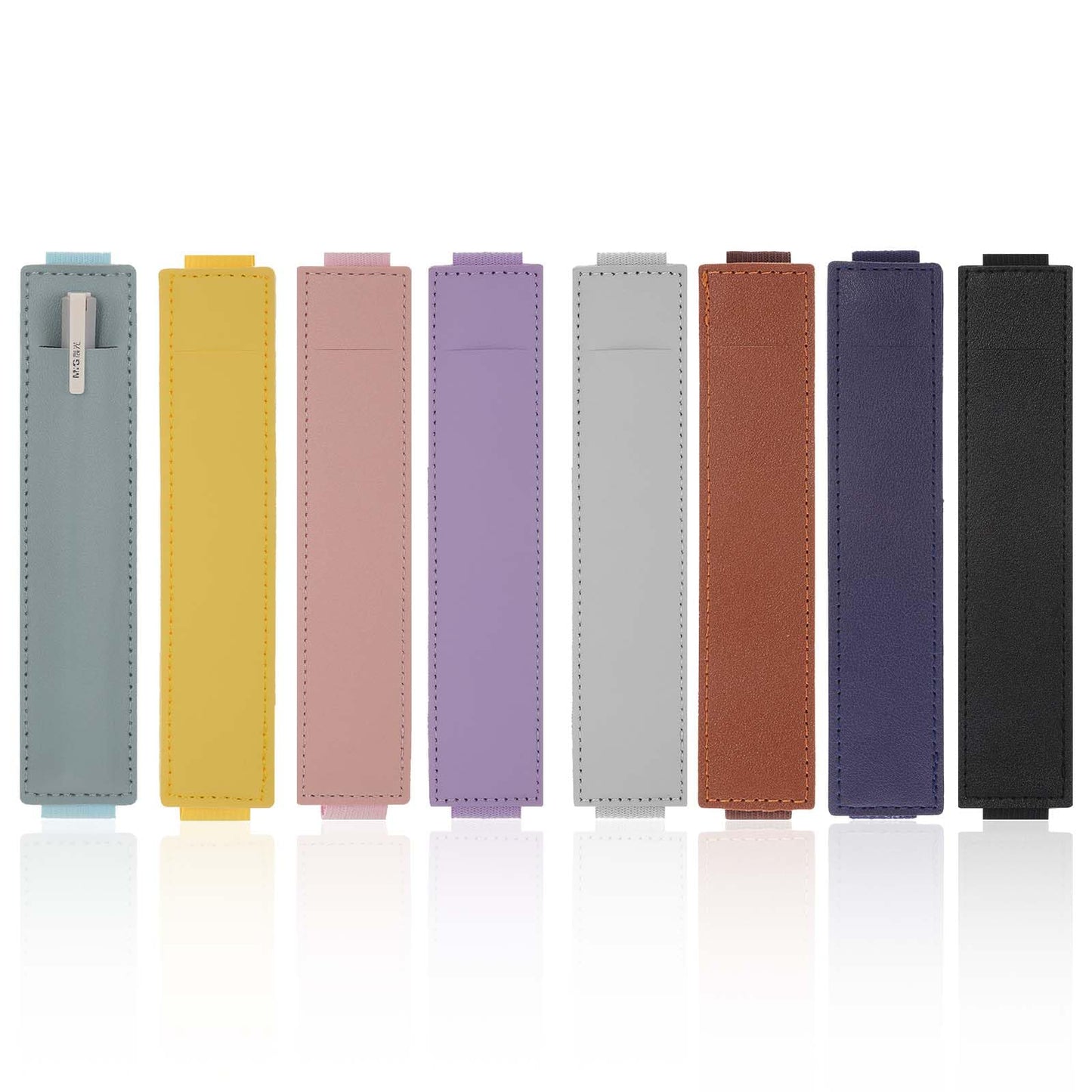 QFGasre 8pcs Elastic Pen Holder for Notebook Adjustable Straps Leather Pen Sleeve Pouch Detachable Pencil Holder for Book Binder School Office Supplies