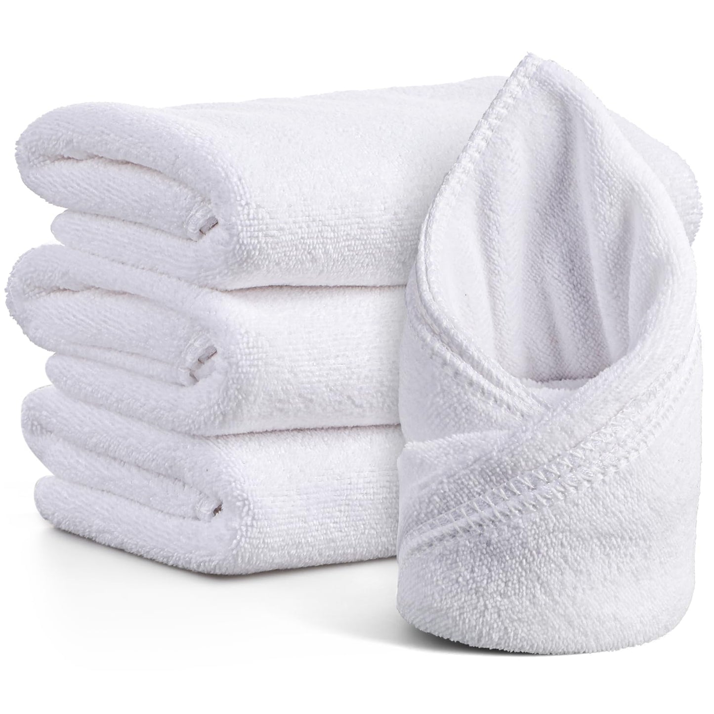 Sibba White Hand Towels 3 PCS Quick Drying Wash Cloths Soft Microfiber Face Bathroom Washcloth Lightweight Camping Towels Thin Yoga Towels Fit Gym Salon Bath Facial Estheticians Spa Barber