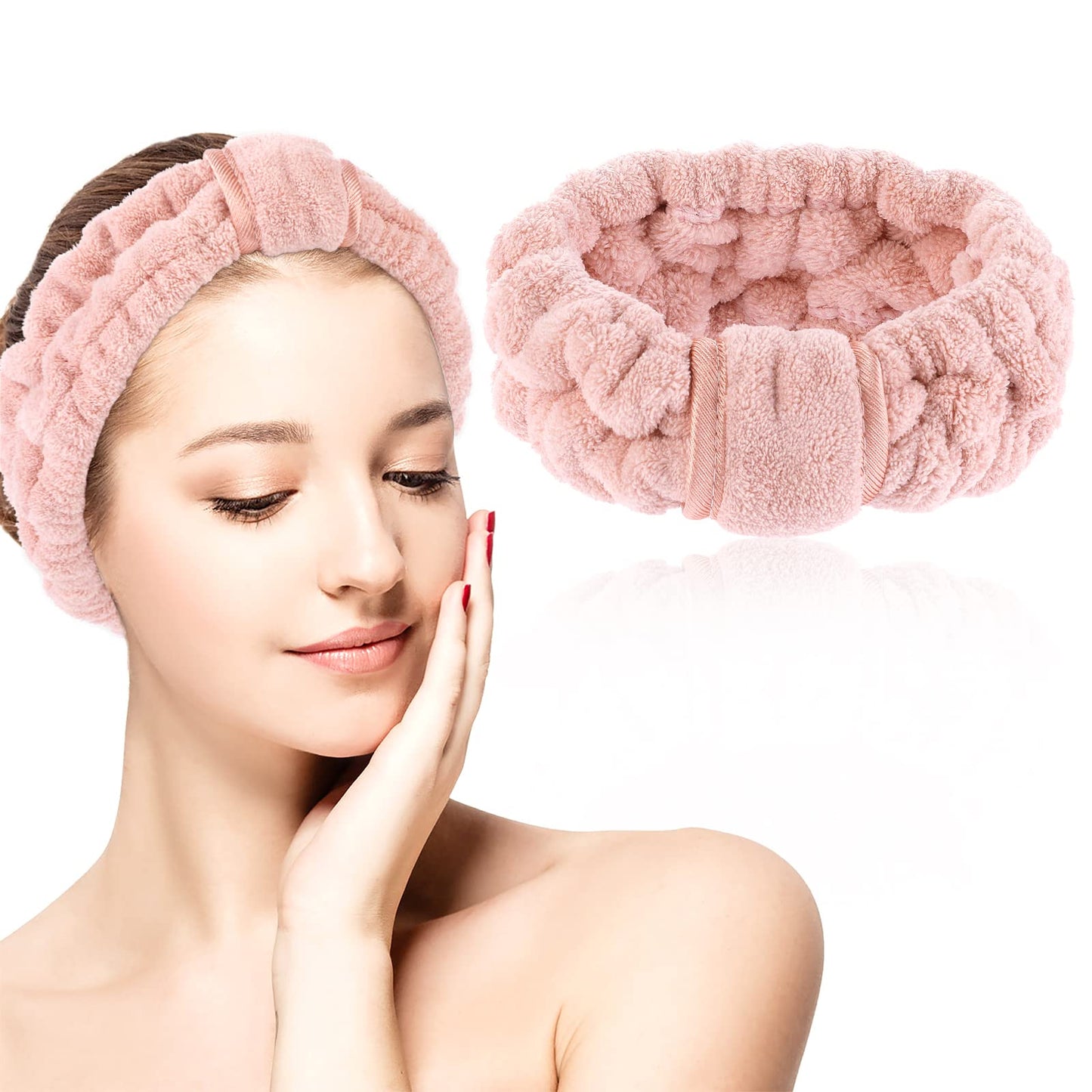 Sibba Spa Headbands, Women Microfiber Headband Coral Fleece Elastic Makeup Headbands for Washing Face Shower Sports Beauty Skincare