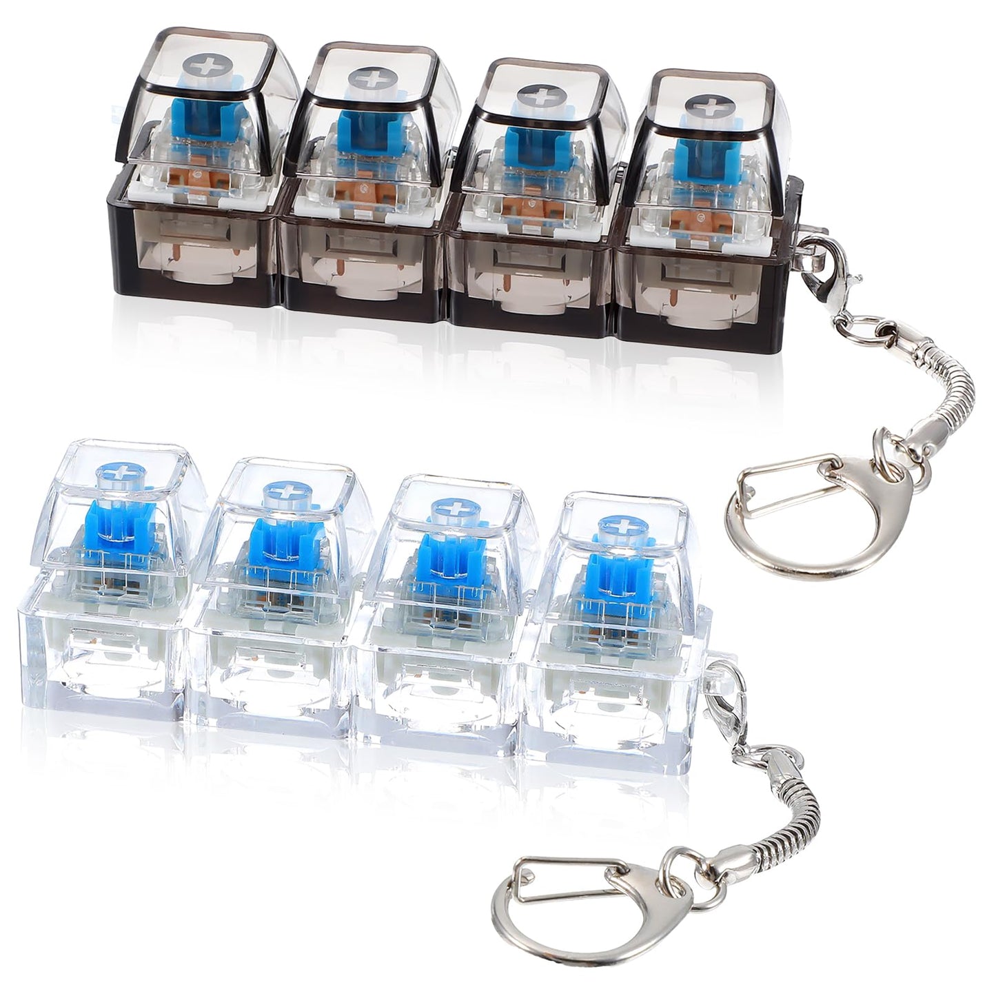 2Pcs Keyboard Fidget Toy, Keyboard Fidget Keychain 4-in-1 Keyboards Decompression Button Finger Clicker Toys, Sensory Fun Toys Button Stress Relief Fidgets Gifts to Relieve Stress for Adults