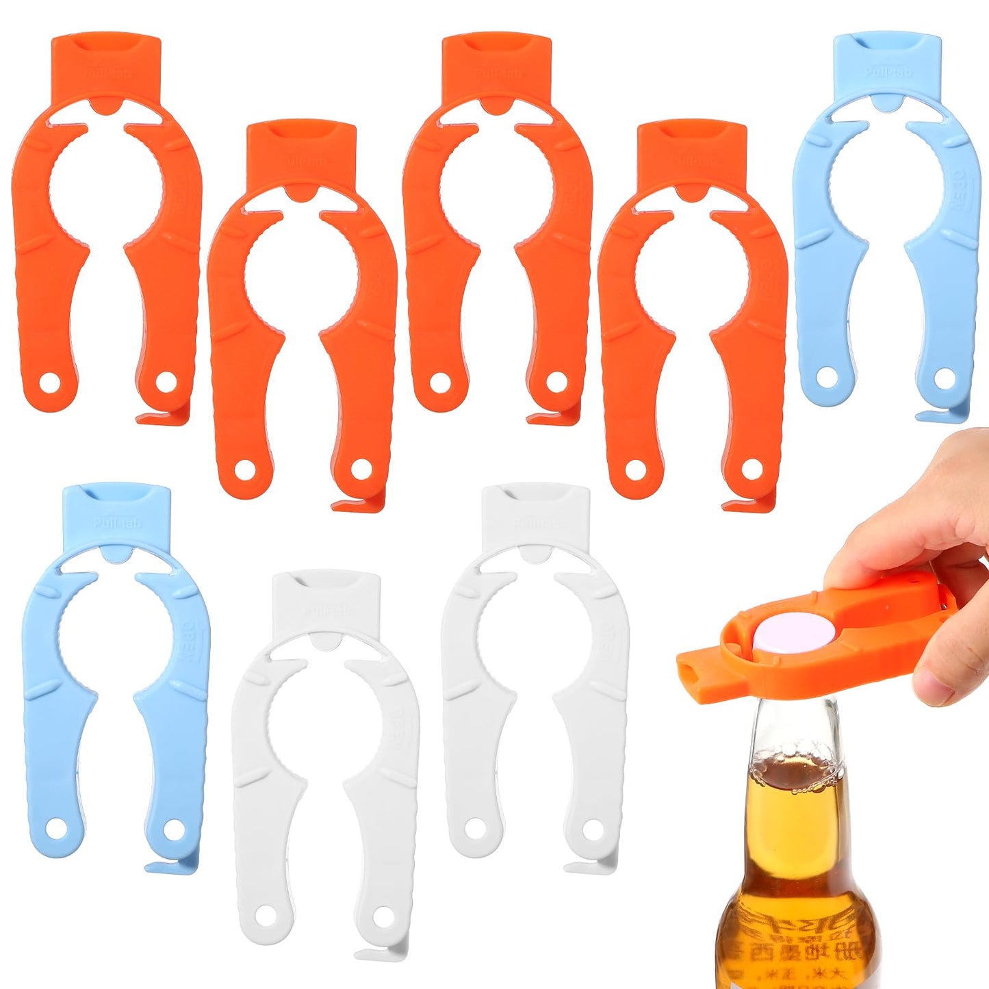 8 Pcs Water Bottle Opener Plastic Bottle Cap Opener Multi-Purpose Orange Soda Can Openers Plastic Jar Grip for Weak Hands Home Kitchen Camping Outdoor Adventure
