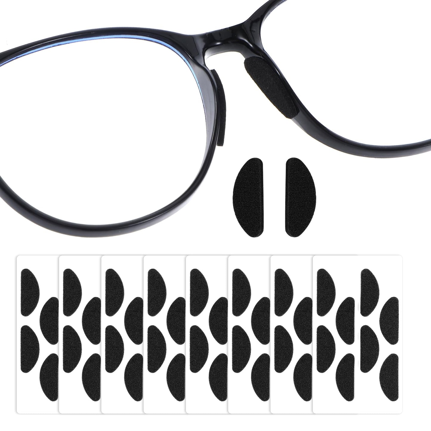 Wanmu 32 Pairs Eyeglass Nose Pads, Adhesive Anti-Slip Nose Pads, Adjustable Eyeglass Nose Pads, Foam Nose Pads for Glasses, Sponge Anti-Slip Nose Pads for Glasses, Eyeglasses, Sunglasses(Black)