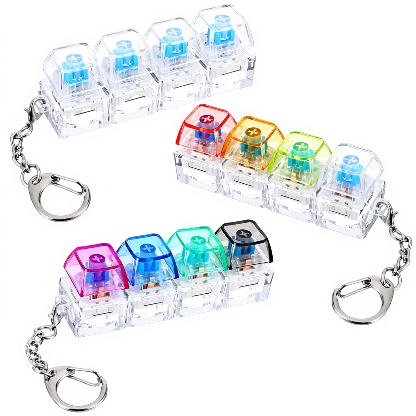 3 Pcs Keyboard Fidget Toys, Funny Fidget Keyboard Keychain, Linear Click Keychain, Keychain Keychain Keychain Design for Stress Relief for Adults