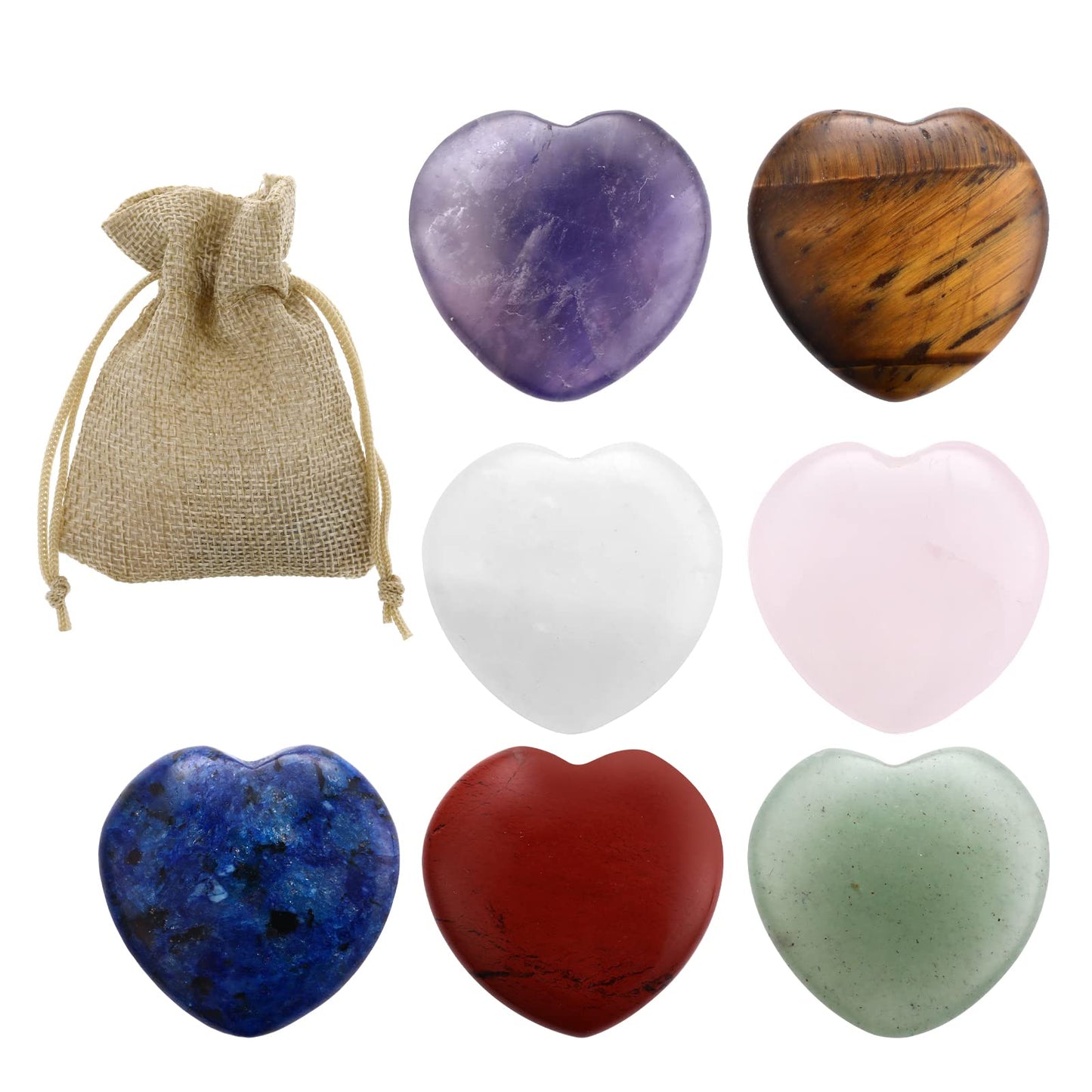 Sibba 7 Pcs Chakra Healing Crystal Set Natural Crystals Gemstones Healing Heart Shaped Meditation Accessories for Anxiety Relief Purify The Mind Reiki Balancing Yoga Home Decoration Spiritual Gift