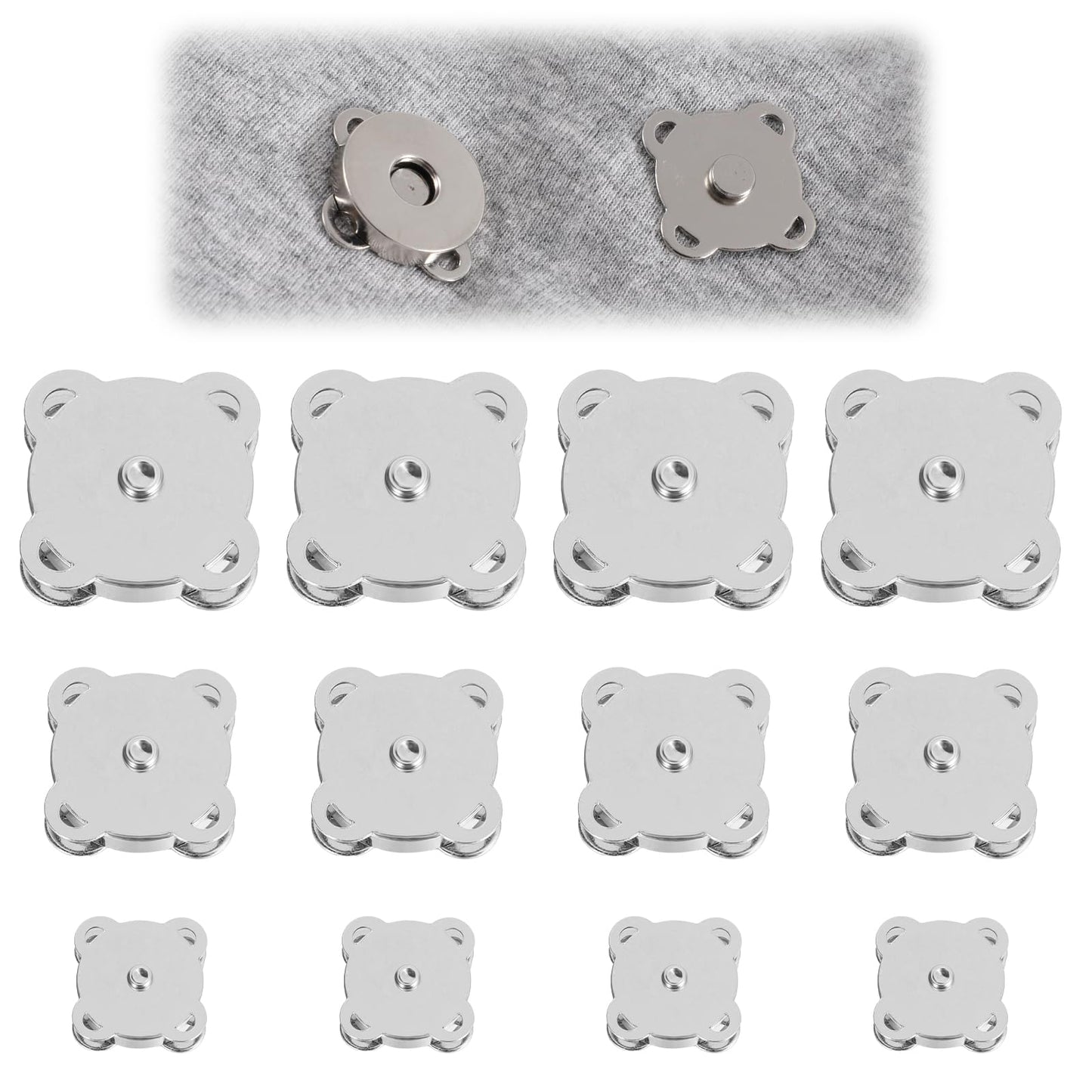 Wanmu 12 Pairs Magnetic Snaps Buttons, 3 Size Plum Snap Closures for Purses Bags Clothes Handbags Scrapbooking, Purse Closure Clasps, Fastener Clasps Button for Sewing Supplies