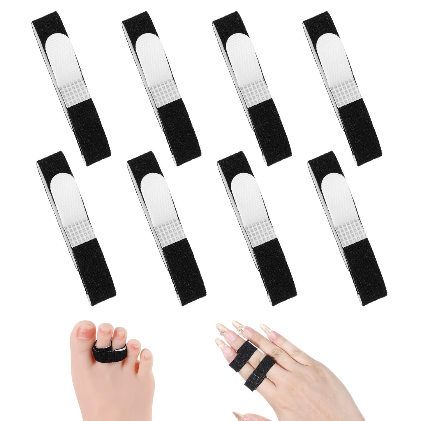 8Pcs Tape Finger Straps with Padded No-Slip Hook & Loop Finger Buddy Straps Thicken Pinky Finger Splint Fingers Fixation Buddy Straps Knuckle Stabilizer for Support Injured Finger Straighten Arthritis