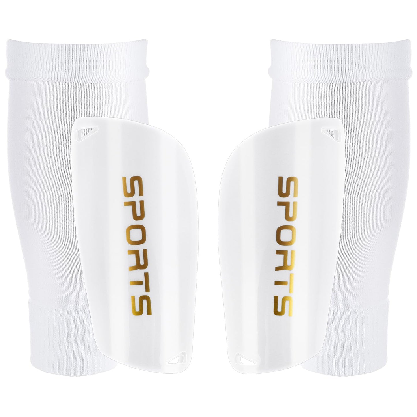 Soccer Shin Guards for Kids Youth Adults Shin Pads and Shin Guard Sleeves, Lightweight and Compact Protective Soccer Equipment for Football Games Reduce Shocks and Injuries, White