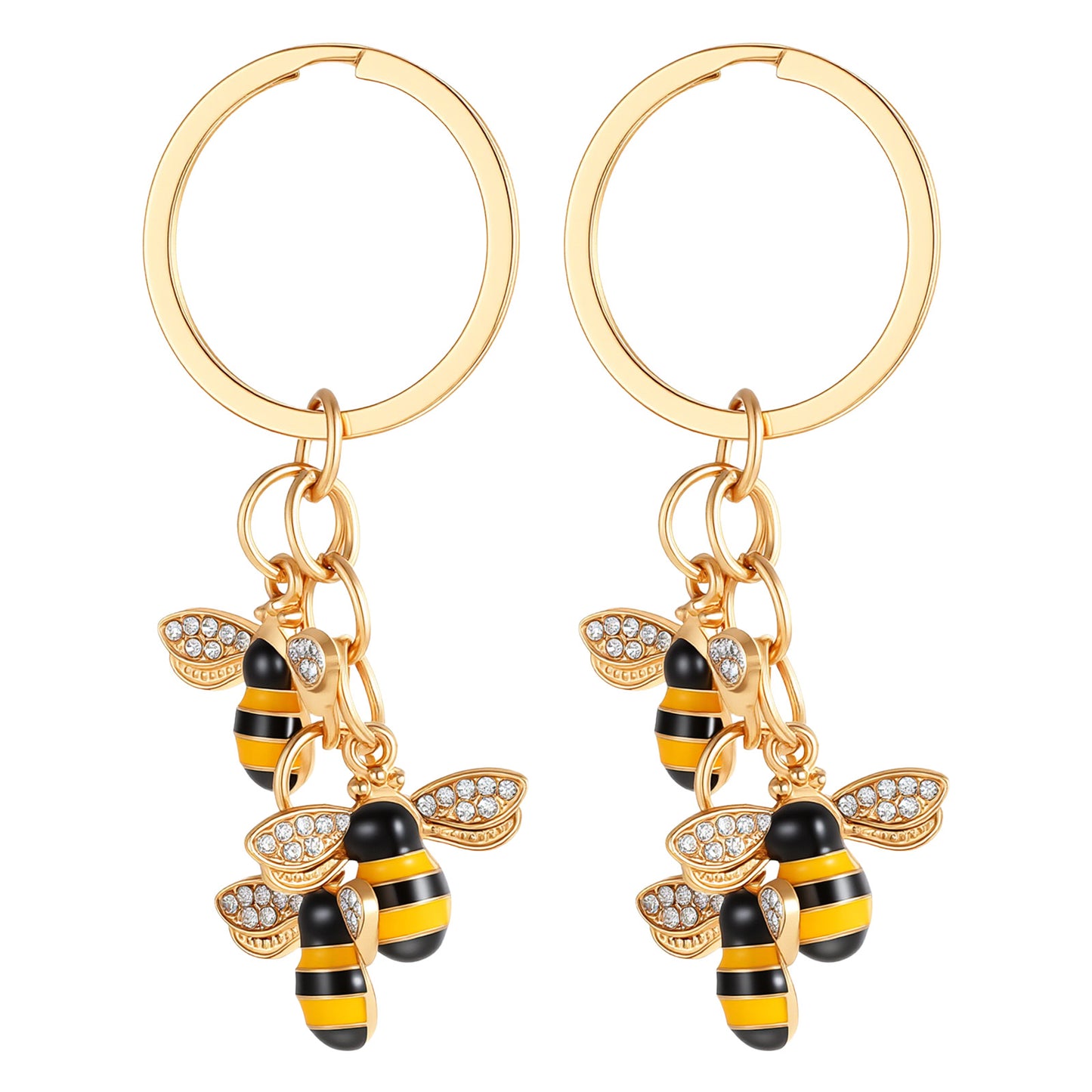 KFHENSOMR 2Pcs Bee Keyring Cute Bee Charms Honey Bee Keyrings Accessory Queen Cute Bees Gifts Women Keychain for Handbags Purse Backpack Valentine's Day Birthday Gifts