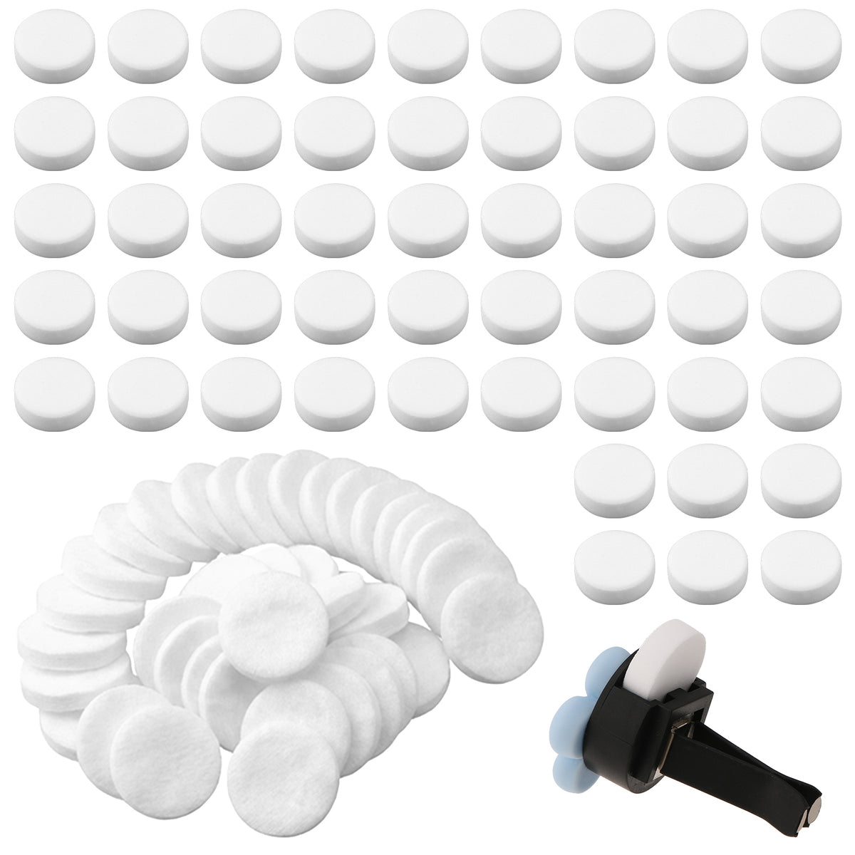 Heclia 200Pcs Car Air Freshener Refill Felt Pads 16 mm Unscented