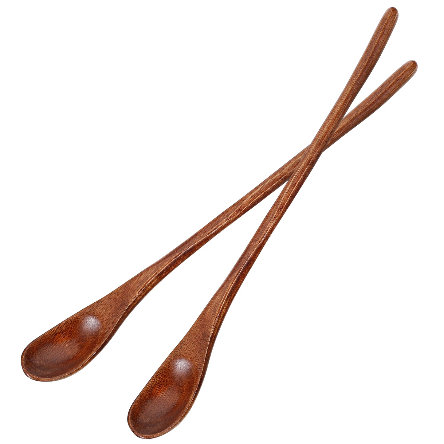 Sibba 2Pcs Wooden Long Tea Spoons Honey Spoon Long Handle Stirring Spoon 9” Long Teak Spoon Cocktail Stirrer Spoons Swizzle Mixing Spoons Tableware Cooking Scoop for Home Kitchen Chef Testing