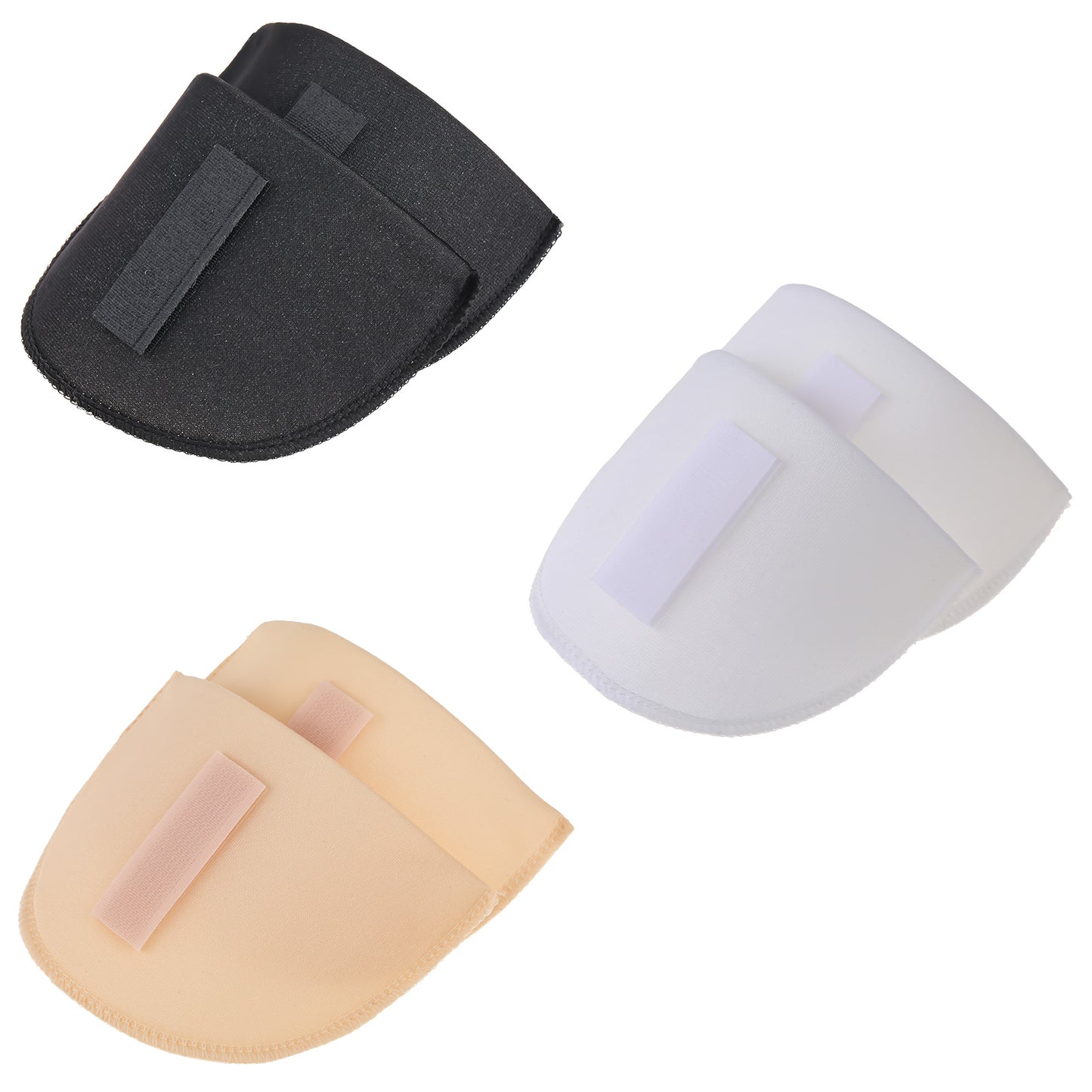 COMNICO 3 Pairs Covered Set-in Shoulder Pads 1.5cm Thickening Sloping High Low Shoulders Enhancer Foam Pads Breathable Clothing Sewing Supplies for Blazer Suit T-Shirt(Black+White+Skin color)