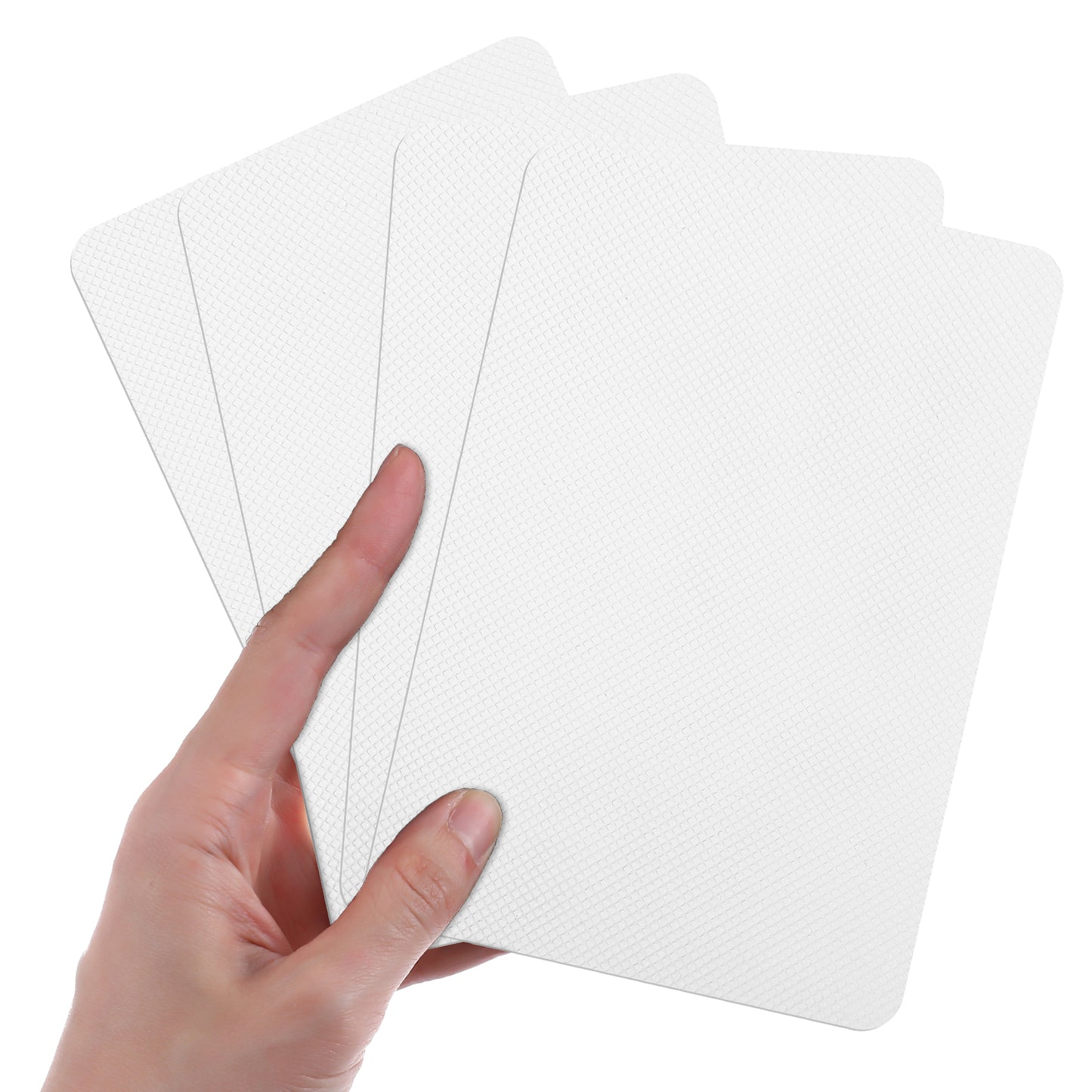 4pcs Enhanced Cuttable Rubber Grip Tape Ultra-Thin Strong Adhesive Non-Slip Sheets for Safer Handles & Surfaces Waterproof Soundproof Anti Vibration Heat Resistant Pads for DIY Crafts Floor (White)