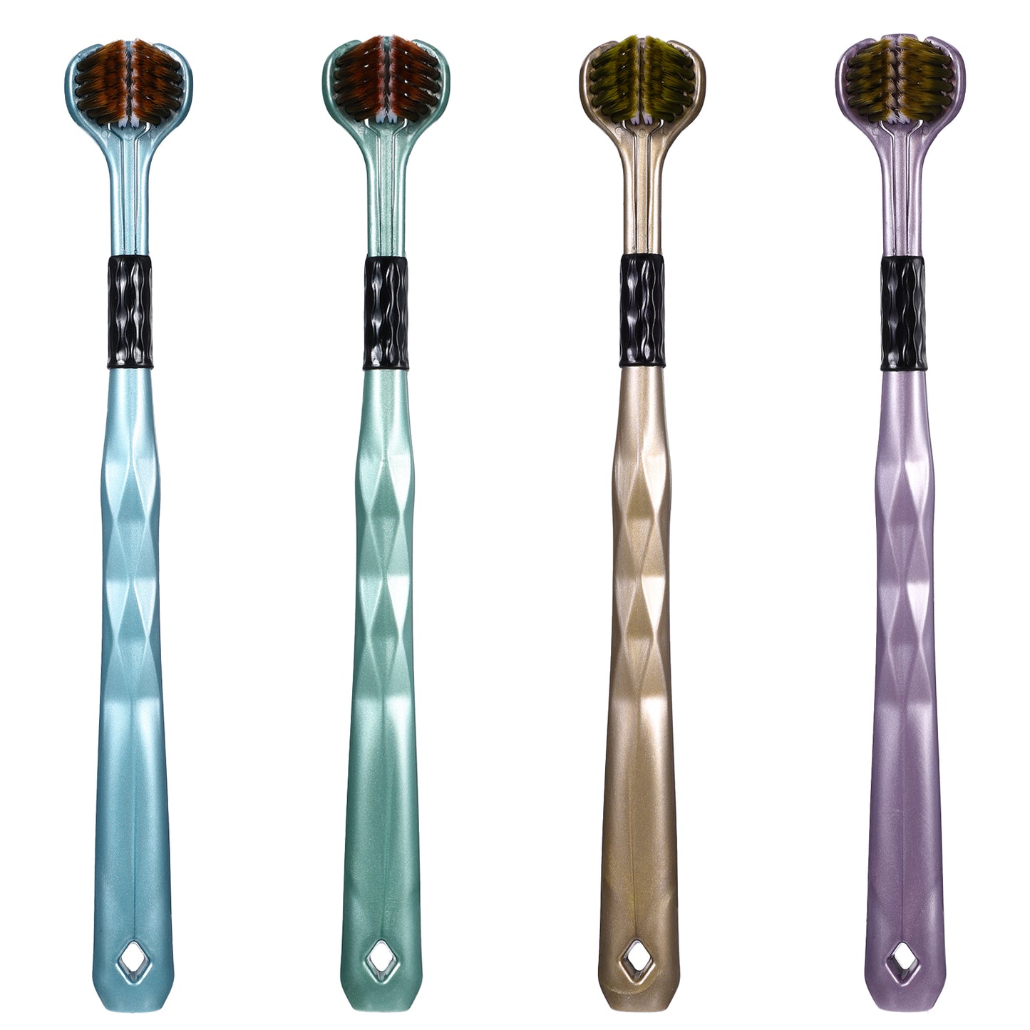Hadnves 4 Pcs 3 Sided Toothbrushes Soft Bristle Toothbrush Comprehensive Oral Care Teeth Deep Clean Wrap Around Brush Hard Reach Back Teeth Accessories for Adult Youth