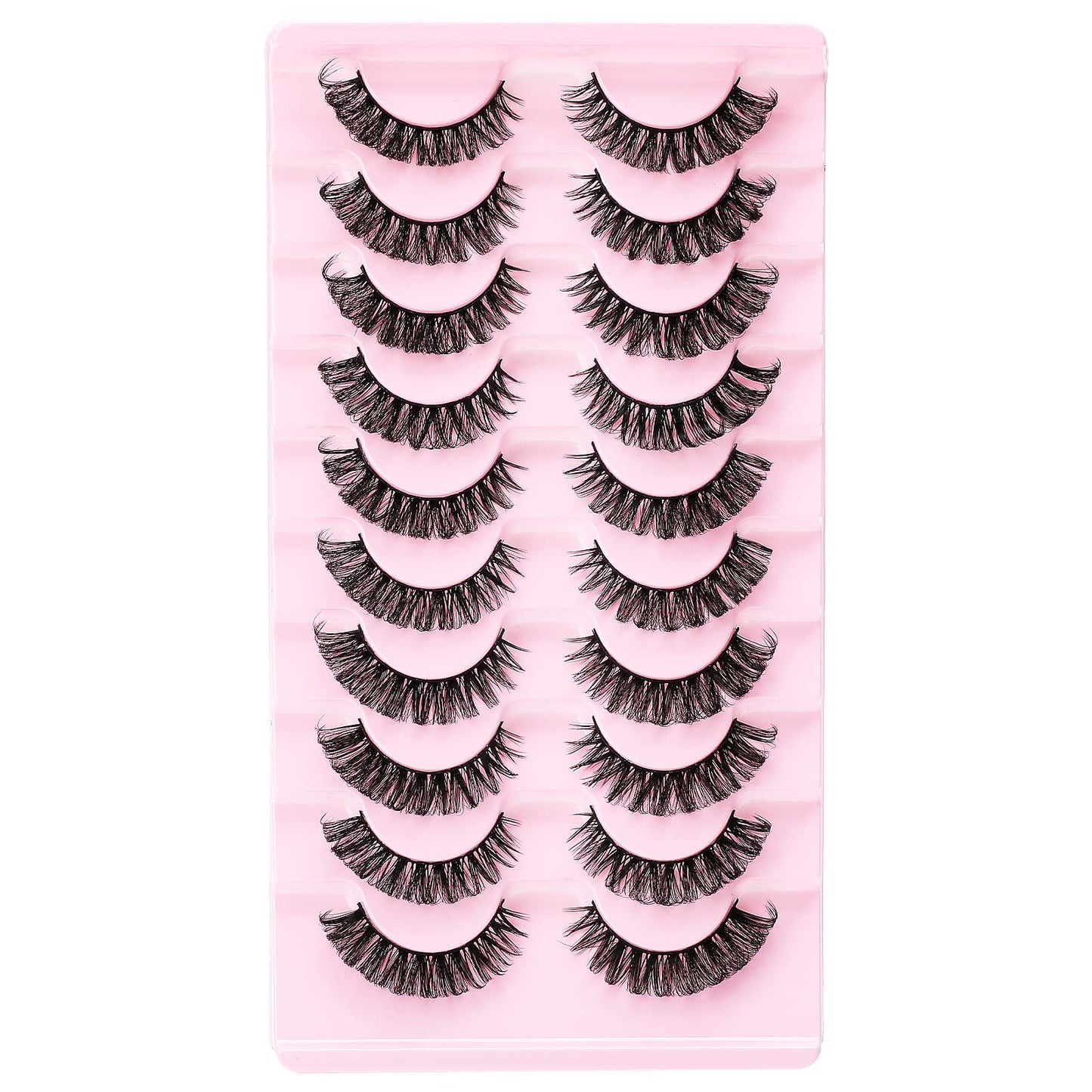 WLLHYF 10 Pairs Faux Mink False Eyelashes, 8D Natural Reusable Makeup Lashes, Black, Soft & Comfortable, Fluffy Wispy Short False Eye Lashes for Women Girls