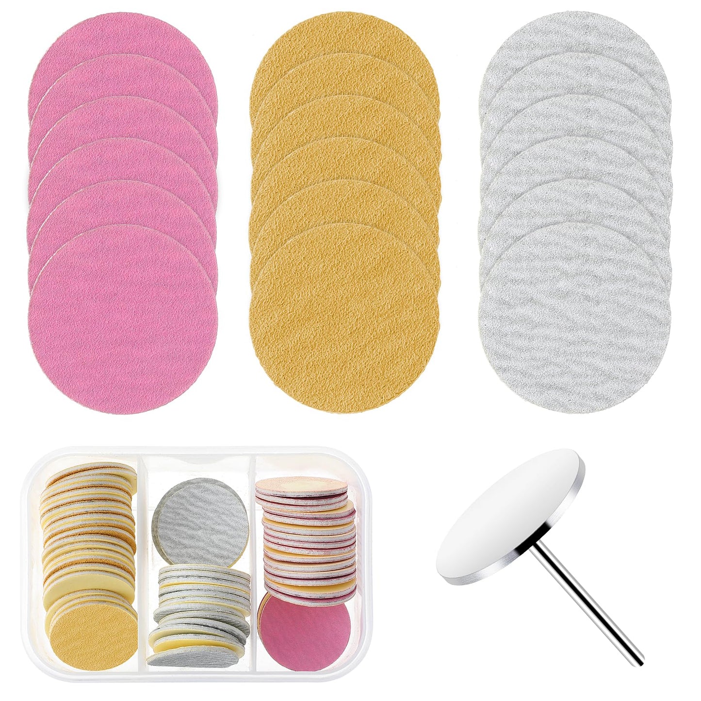 Sanding Paper Discs(#80#180#240 Grits) and Metal Nail Drill Bit Pedicure Drill Bits for Feet Files Replacement Sandpaper Discs for Dead Skin Cuticle Callus Remover Drill Bit for Manicure Pedicure