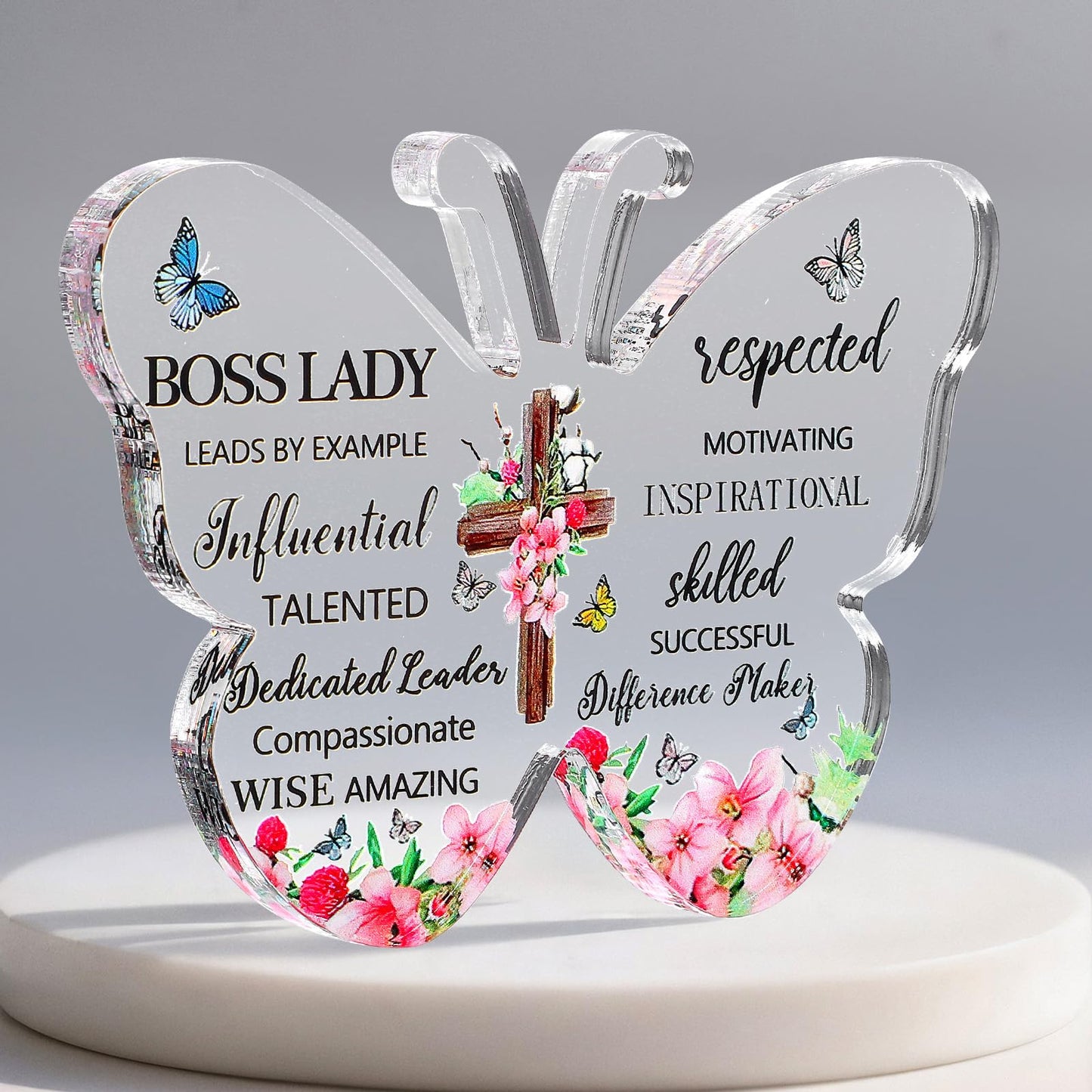 Acrylic Christian Gifts Religious Gifts, Inspirational Scripture Butterfly Prayer with Bible Verse and Prayers Room Decor Faith Keepsake Paperweights for Christmas Church Home (God Thinks of You)