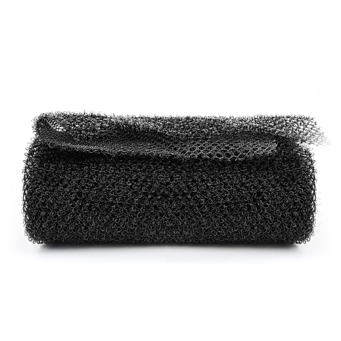 Sibba Net Bath Sponge, African Net Long Bath Net Sponge, Exfoliating Shower Body Scrubber, elasticity Back Scrubber Skin Smoother for Daily Use (Black)