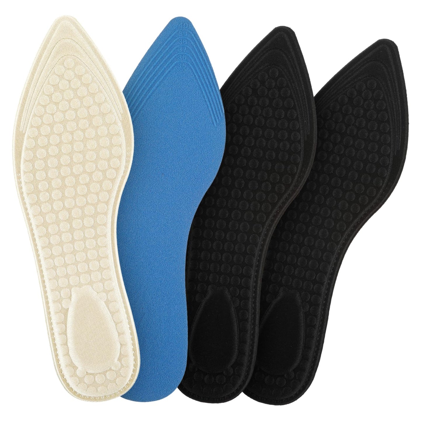 COMNICO 2 Pairs High Heel Insoles Breathable Cuttable Foam 10 Inch Shoe Pads Comfort Sponge Replacement Shoe Inserts Cushion Shock Absorbing for Women(Black + Apricot, Tip Designs)