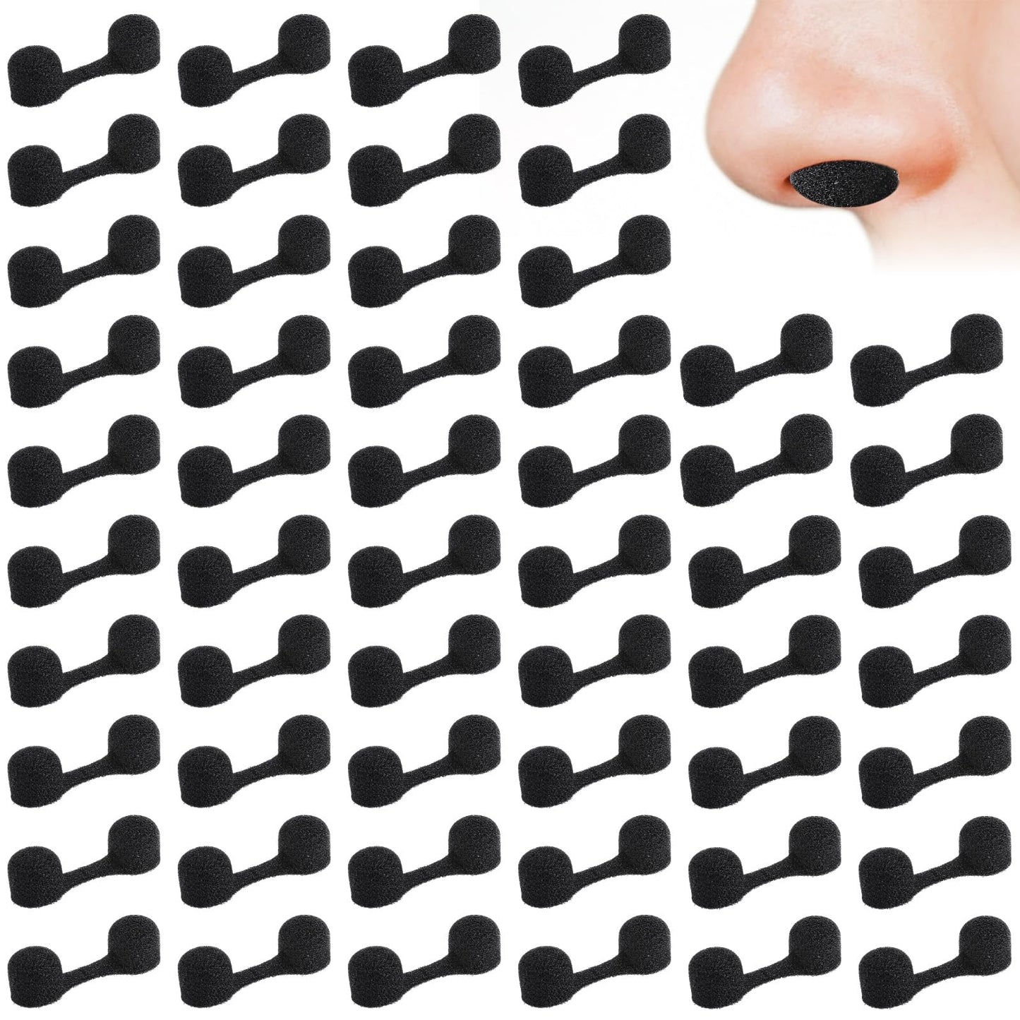 QFGasre 100 Pieces Nose Plug Filter Disposable Nose Dust Filters Bulk Sponge Nostril Filters for Spray Tanning Welding Dust Allergies DustConstruction Areas (Black)