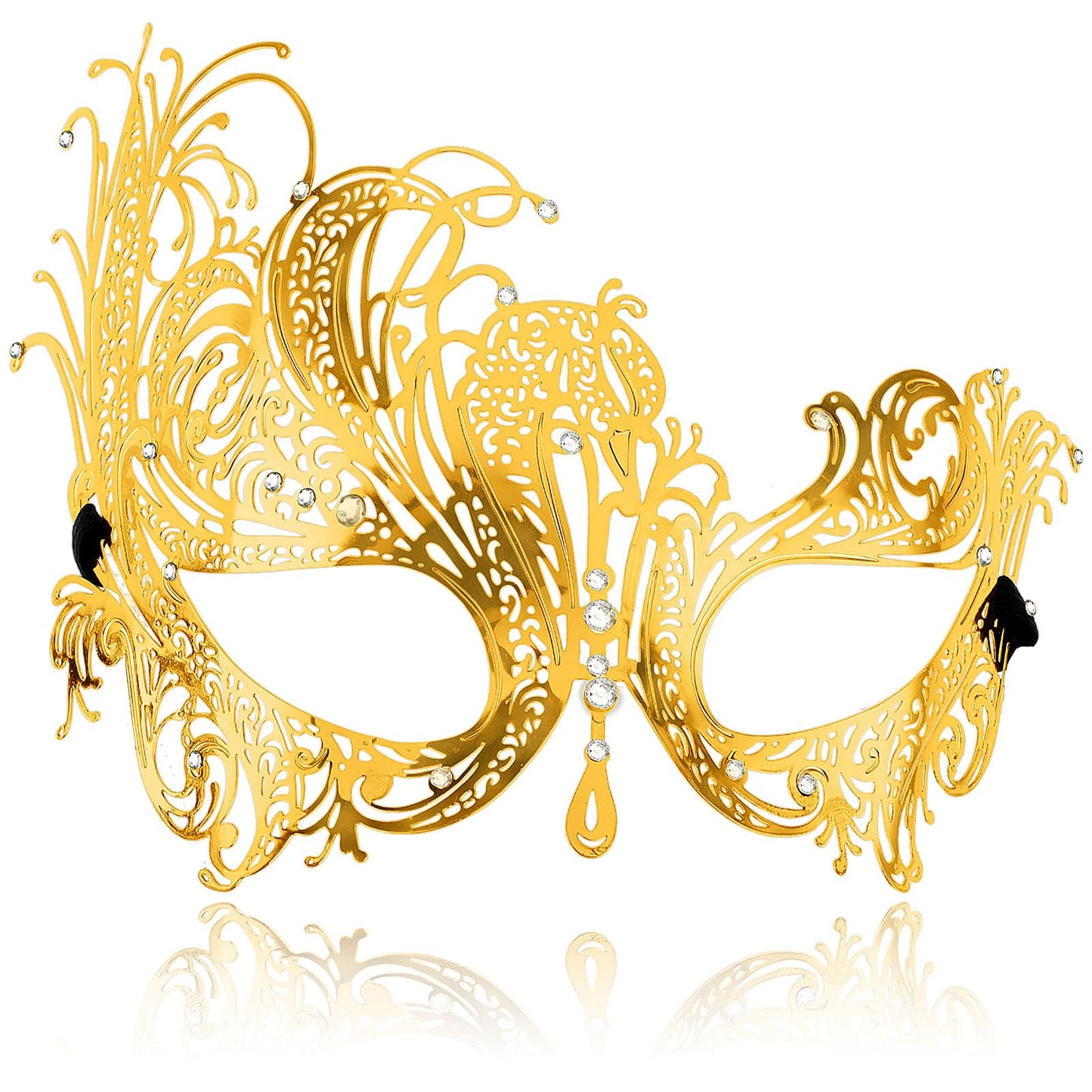 Sibba Masquerade Mask 1 PC Rhinestone Party Costumes Couples Dance Halloween Crystal Face Head Headgear Butterfly Mesh Strap Craft Evening Prom Ball Opera Adult Women(Golden)