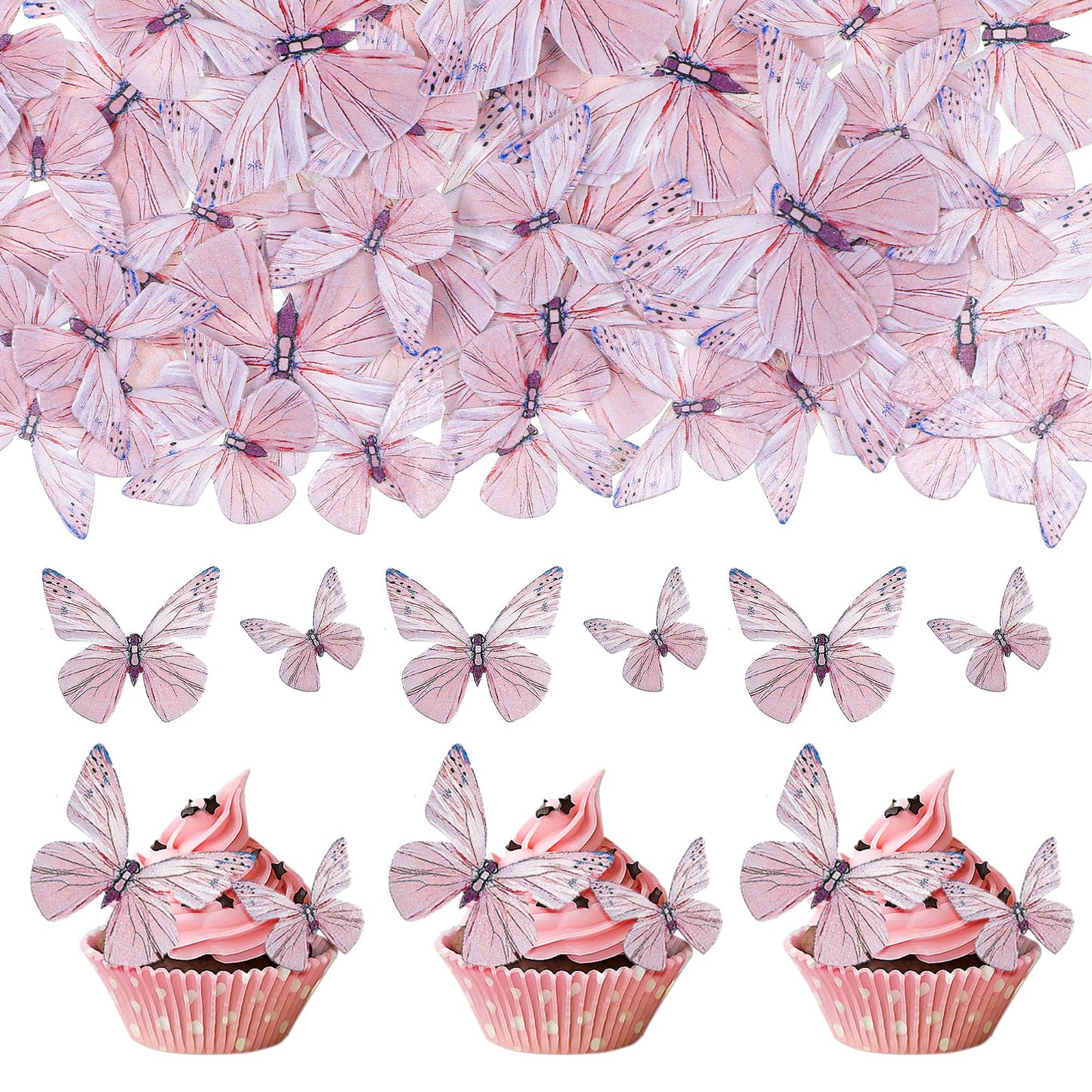 Wanmu 72Pcs Edible Cupcake Toppers, Butterfly Cake Decoration Picks for Girls Women Kids Wedding Baby Shower Birthday Party Wall Decor (Purple)