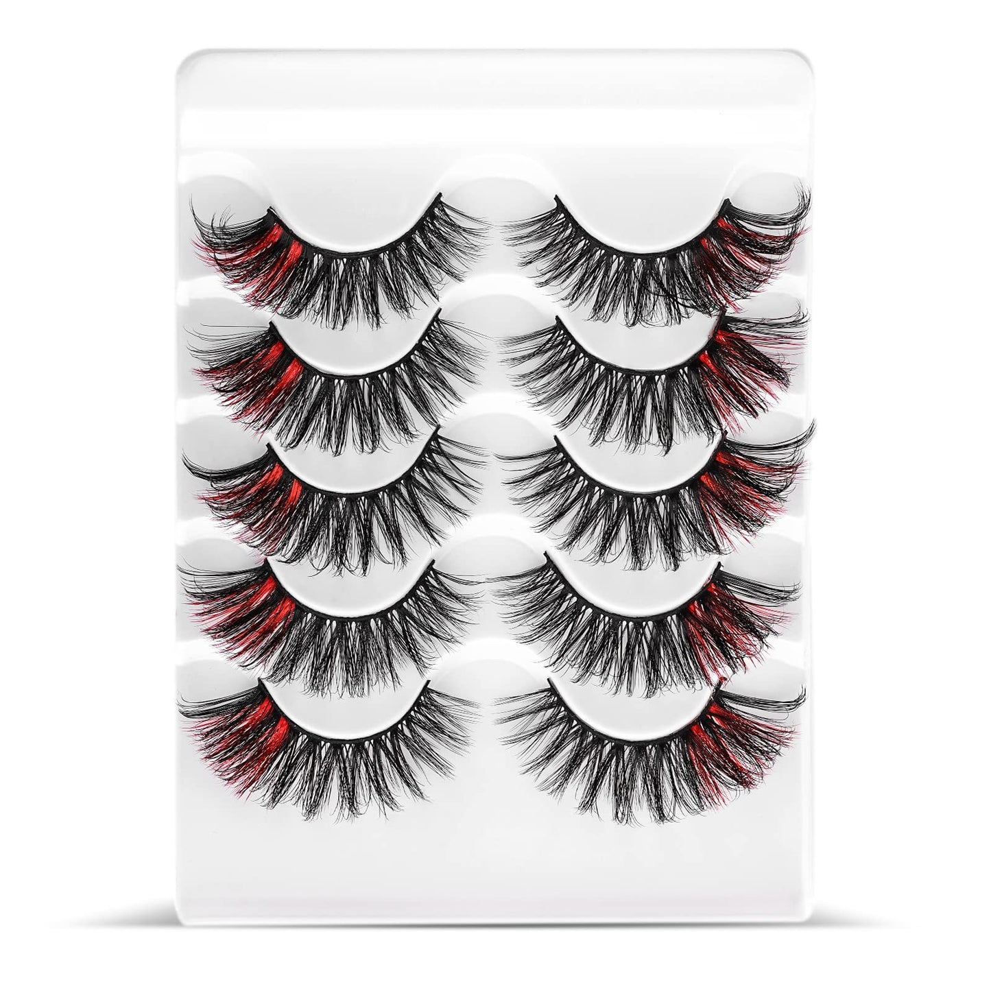 Sibba 5 Pairs Multi-layered 3D Colored Lashes False Eyelashes Extensions Dramatic Glitter Faux Mink Pack Wispy Thick High Crossed Volume Fluffy Butterfly Cat-Eye Eyelash Strip Easter Party Cosplay