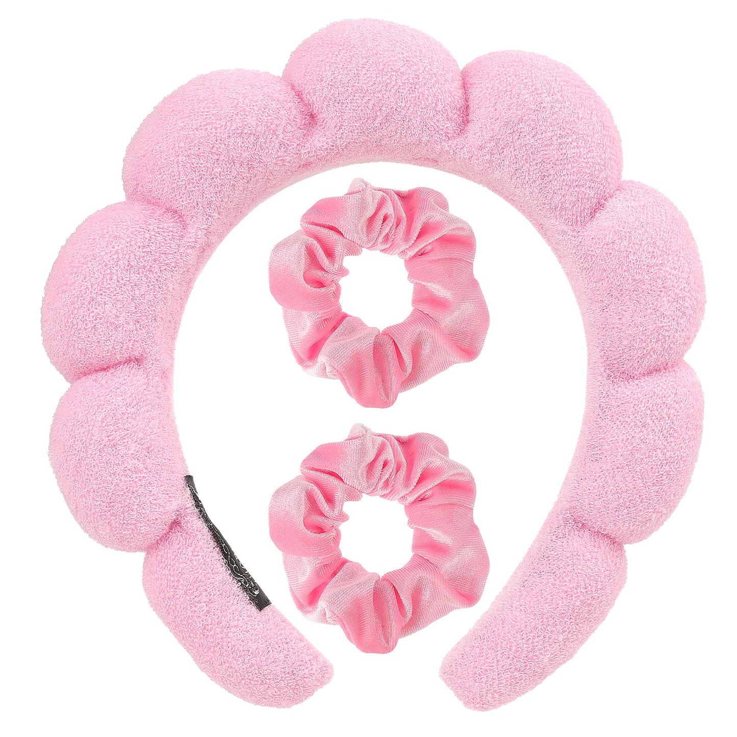 Sibba Puffy Spa Headband and Wristbands for Face Washing, Soft Makeup Headband and Wrist Washband Set Skincare Headbands, Terry Cloth Bubble Hairband for Makeup Removal, Spa, Yoga, Sports, Shower