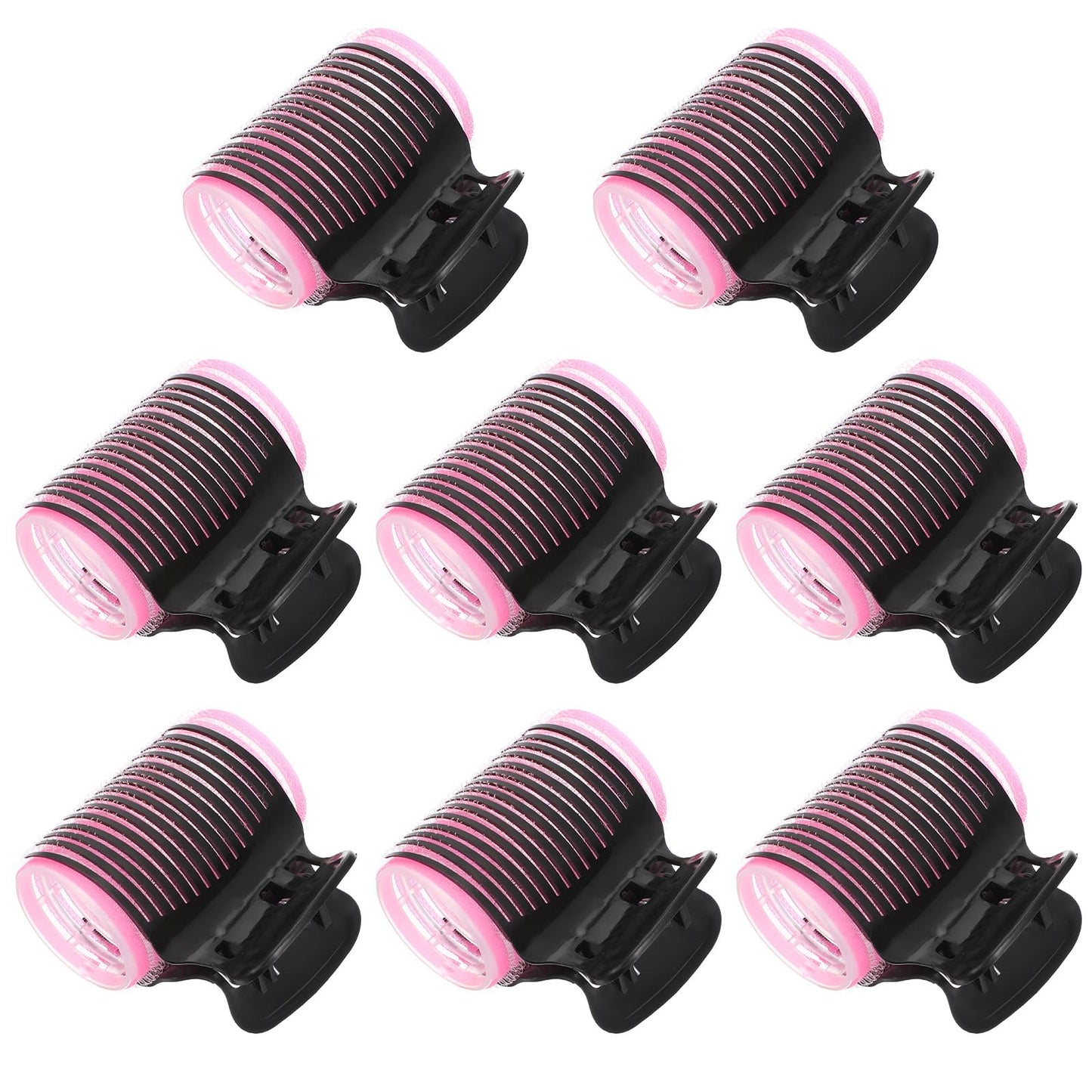16 Pcs Self Grip Hair Rollers Set 8 Self Grip Rollers and 8 Hot Roller Clips Black Hair Curler Claw Clip Versatile Hairs Roller Clip Effortless Curls and Waves for Women Long Medium Short Hairs Bangs