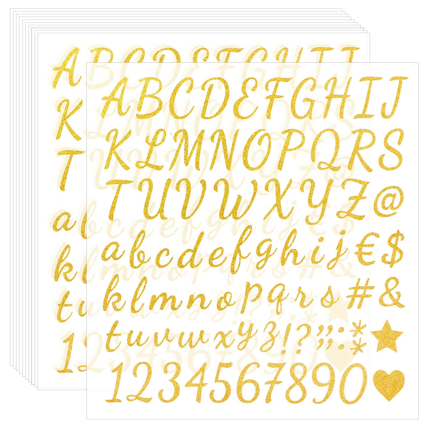 12 Sheets Self Adhesive Glitter Alphabet Letter Stickers, Vinyl Letter Alphabet Stickers Self-Adhesive Rhinestone Letter Number Scrapbooking Stickers for Classroom Decor Grad Cap Decoration DIY Crafts