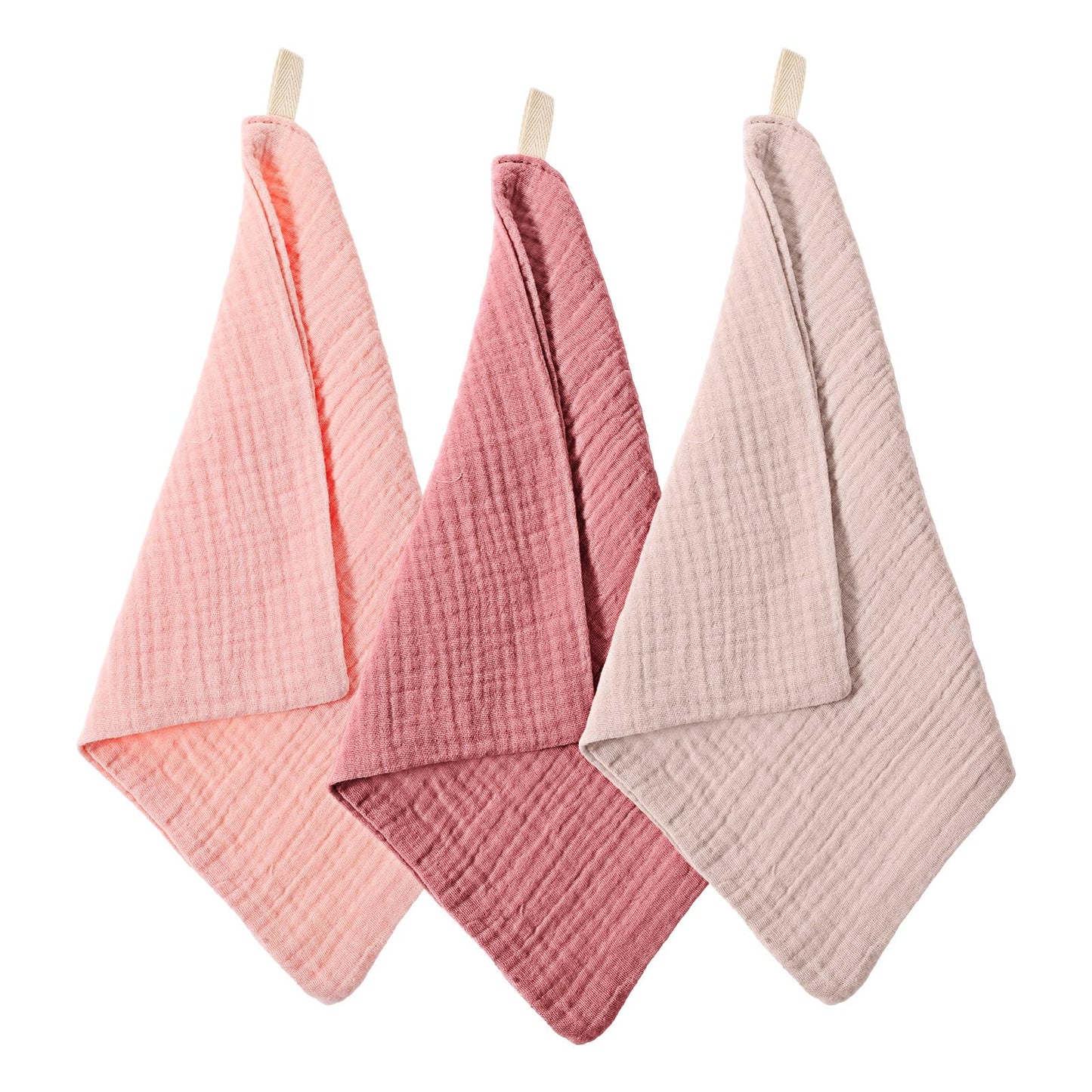 Qianyu Pack of 3 Soft Muslin Cloths, Face Cloths, Makeup Remover, Washcloths, Absorbent and Breathable Cotton Towels for Travel, Skin Care, Daily Cleaning, Women and Men