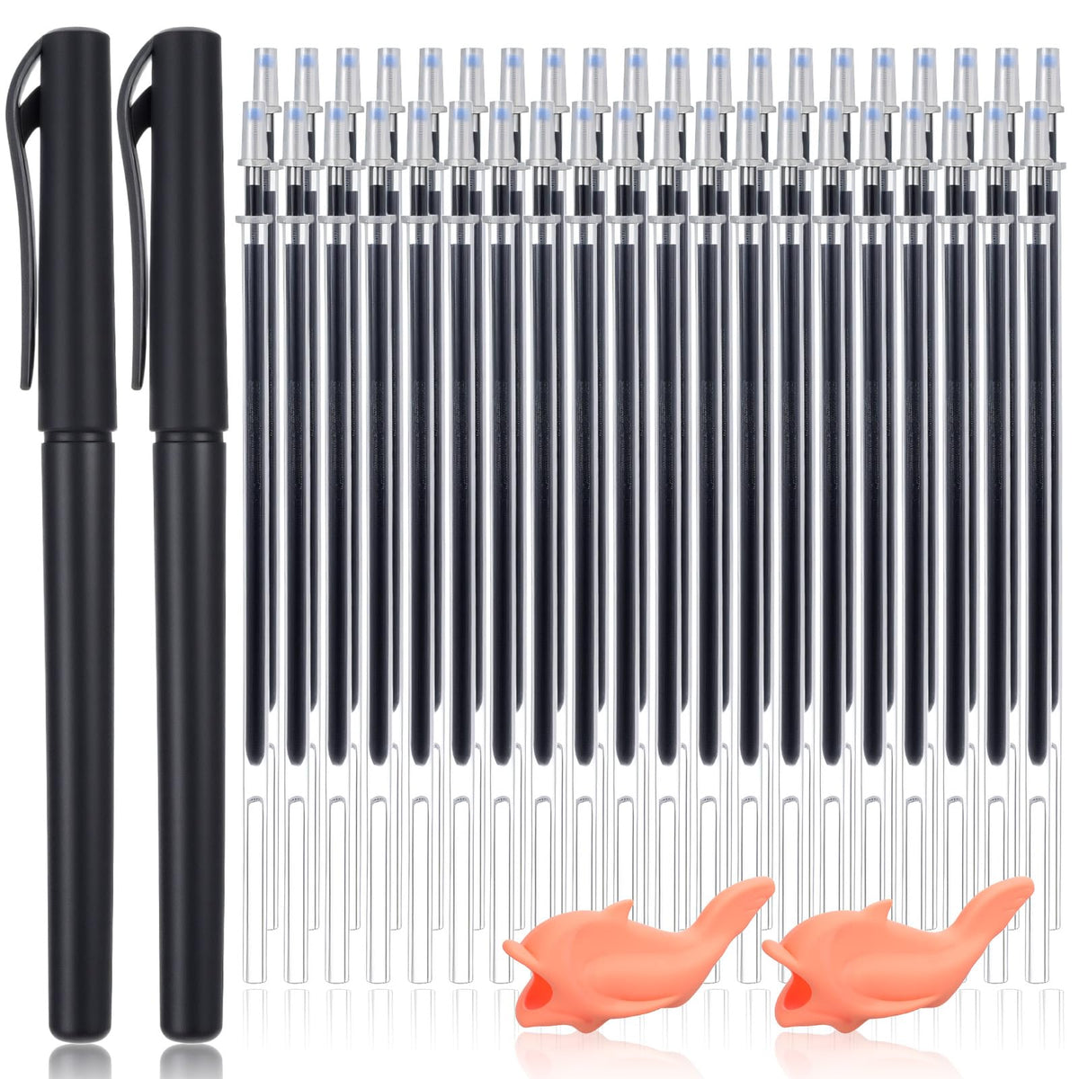 Wanmu 40 Magic Pen Refills with 4 Magic Pens & 4 Socket Correction, Reusable Drawing Pen of Invisible Ink for Book Calligraphy Magic Exercise Copy Book