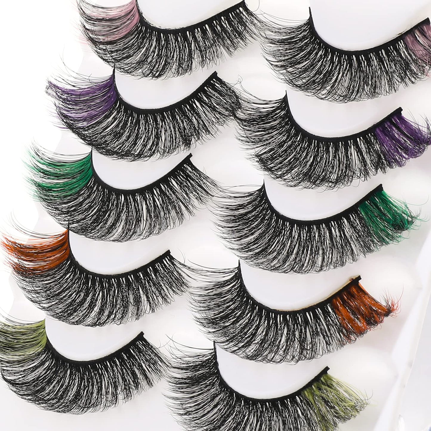 Sibba Multi-layered 3D Colored Lashes False Eyelashes Extensions 5 Pairs Dramatic Faux Mink Fake Lash Pack Wispy High Crossed Volume Fluffy Butterfly Cat-Eye Eyelash Strip Cosplay (Multi-colored)