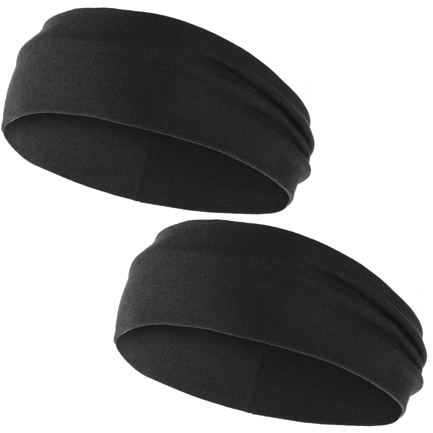 Sibba Soft Fitness Workout Stretchy Hairband, 2 Pieces Men's Headband Sweatband, Mens Sports Headband for Running, Cycling, Basketball, Yoga