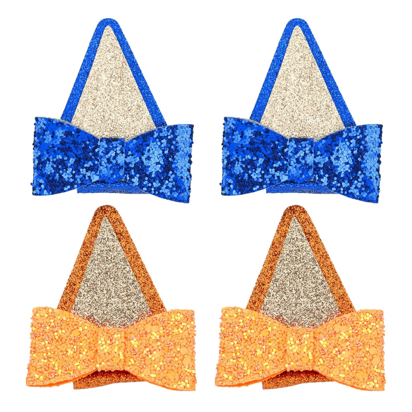 4 Pcs Ears Hair Clips Adorable Glitter Hair Barrettes Cute Sequin Bow Hairclips Themed Parties Hair Styling Accessories for Cartoon Cat Dog Costumes Character Dress Up