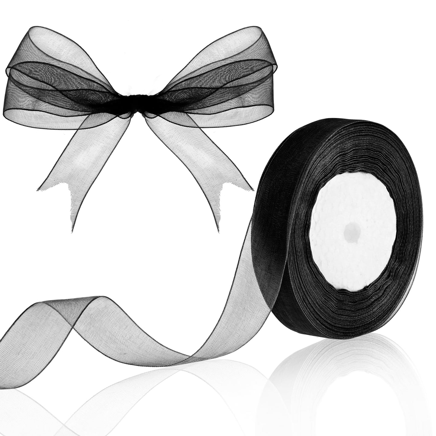 Sibba Sheer Ribbon Chiffon Ribbon Lace Gift Wrap Ribbons Present Ribbon Stationery Supplies Satin Ribbon for Mother's Day Wedding Bouquet Crafts Birthday(Black)